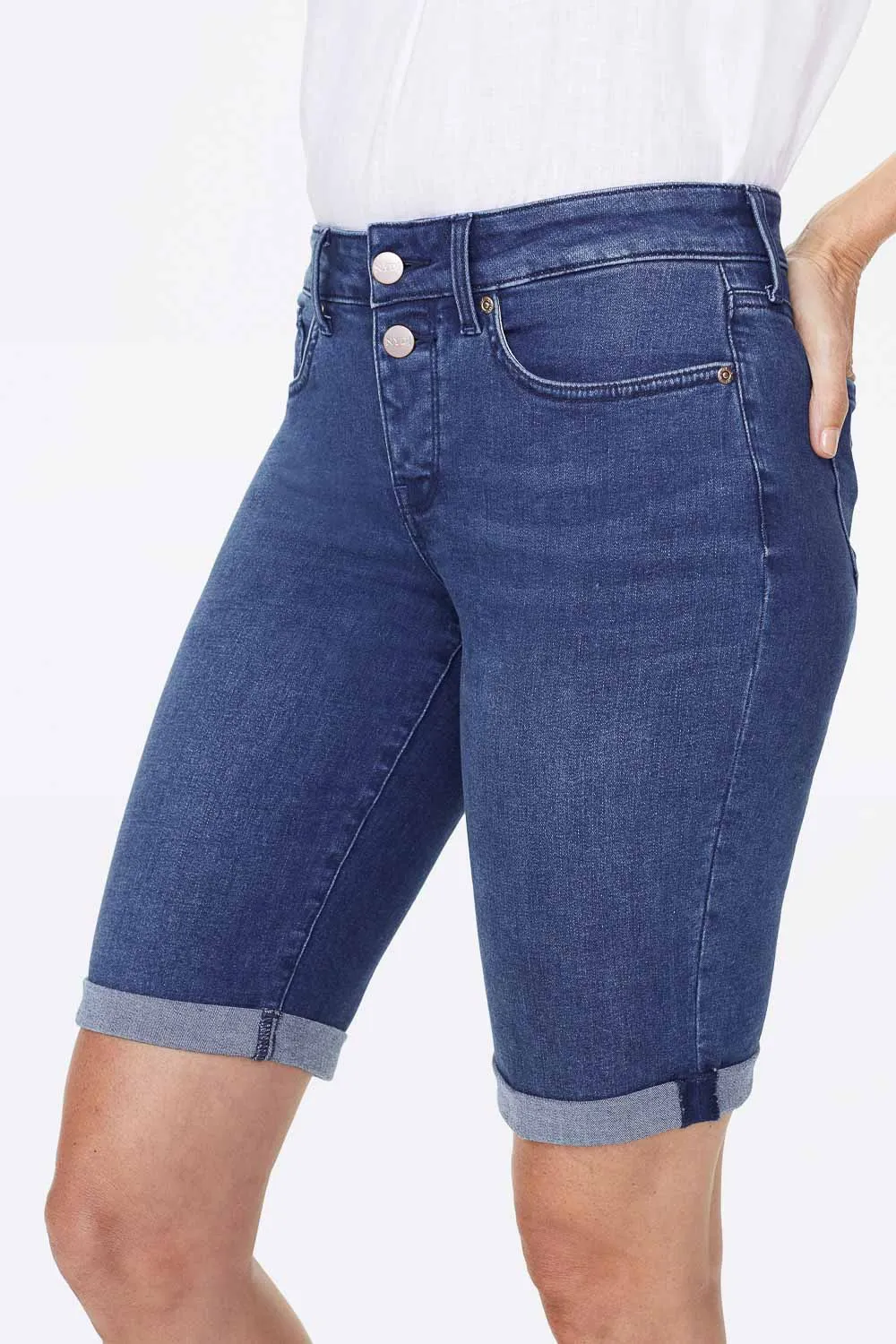 NYDJ Briella 11 Inch Jeansshorts Nevin Blau