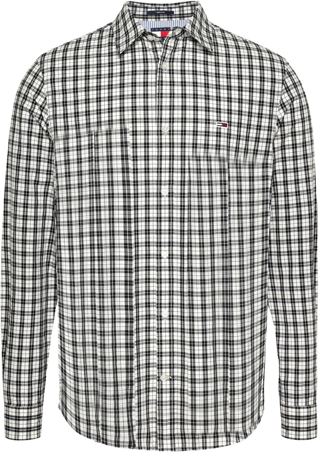 Tommy Jeans TJM Reg Poplin Check DM0DM20885 Hemd M Schwarz-Karo