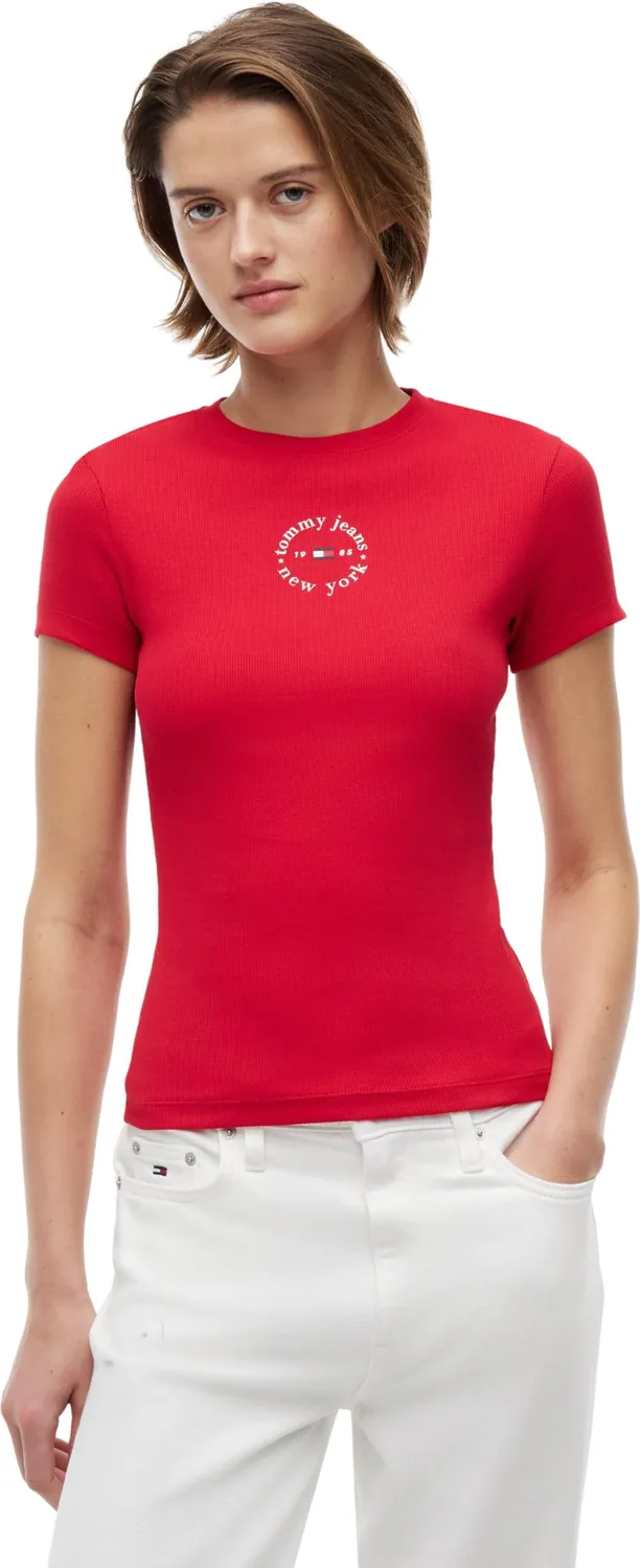 Tommy Jeans TJW Slim Logo Rib T-Shirt L schmal