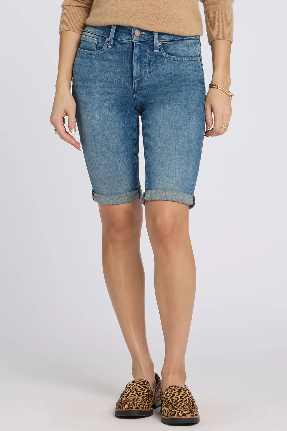 NYDJ Briella 10 Inch Shorts Petite Breezy Palms Denim