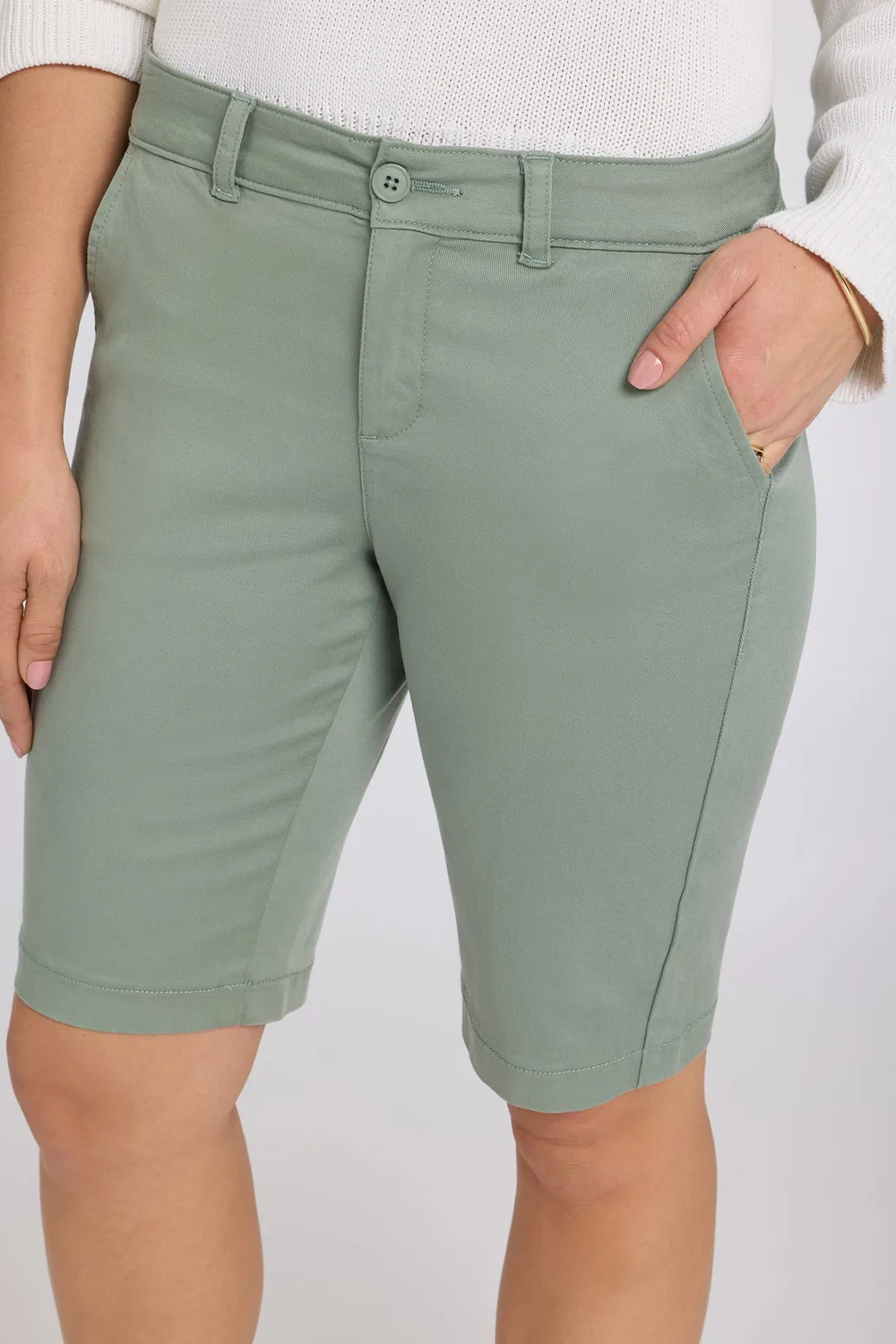 NYDJ Bermuda Shorts Mistletoe Damen Shorts Grün Stretch-Twill
