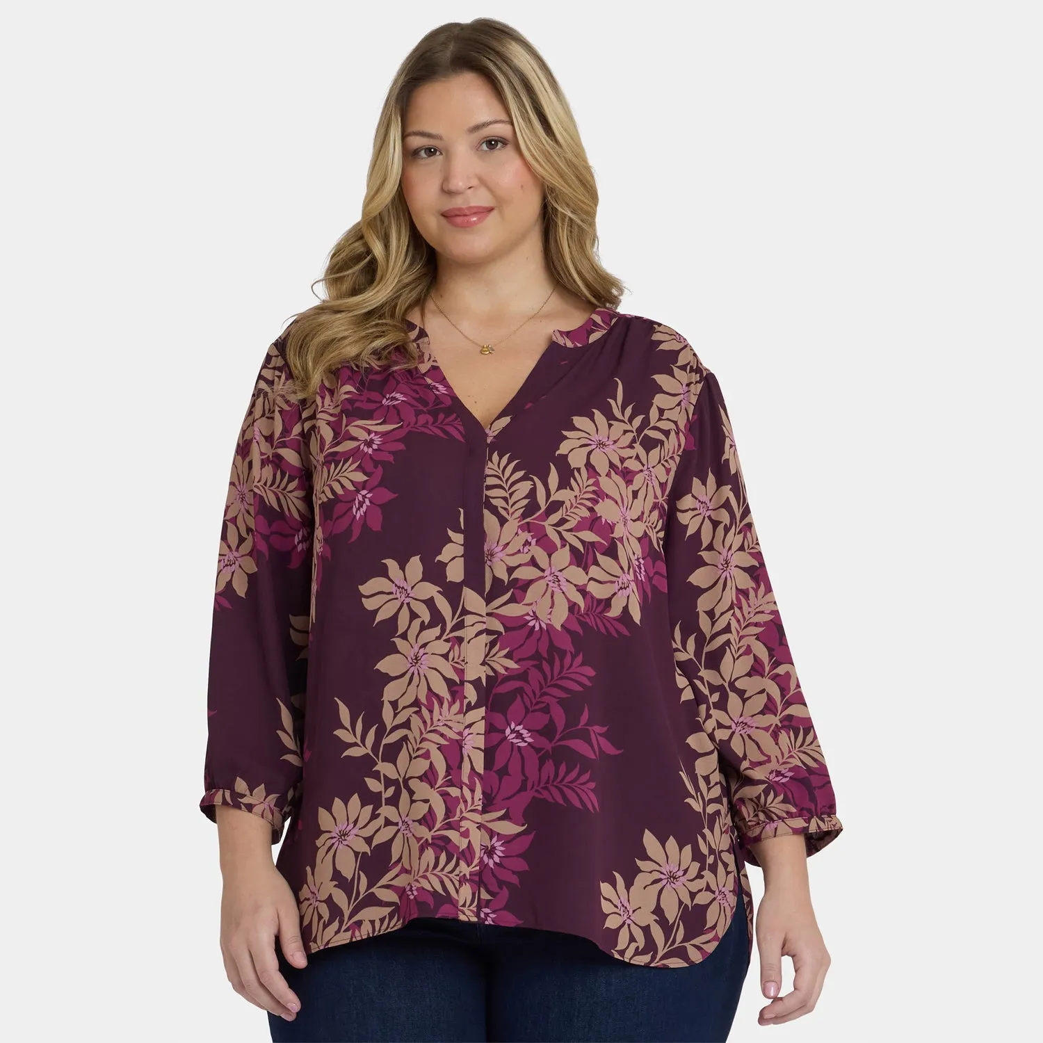 NYDJ Pintuck Bluse Plus Bonne Nouvelle 3/4-Arm