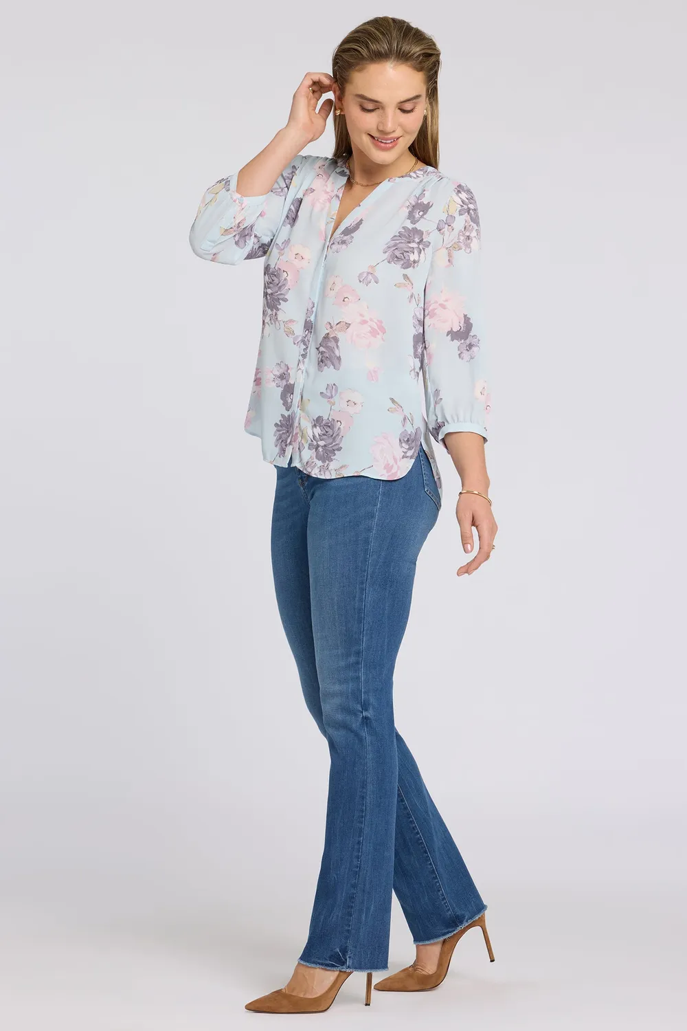 NYDJ Pintuck Blouse Bluse Graceful Blossom geblümt