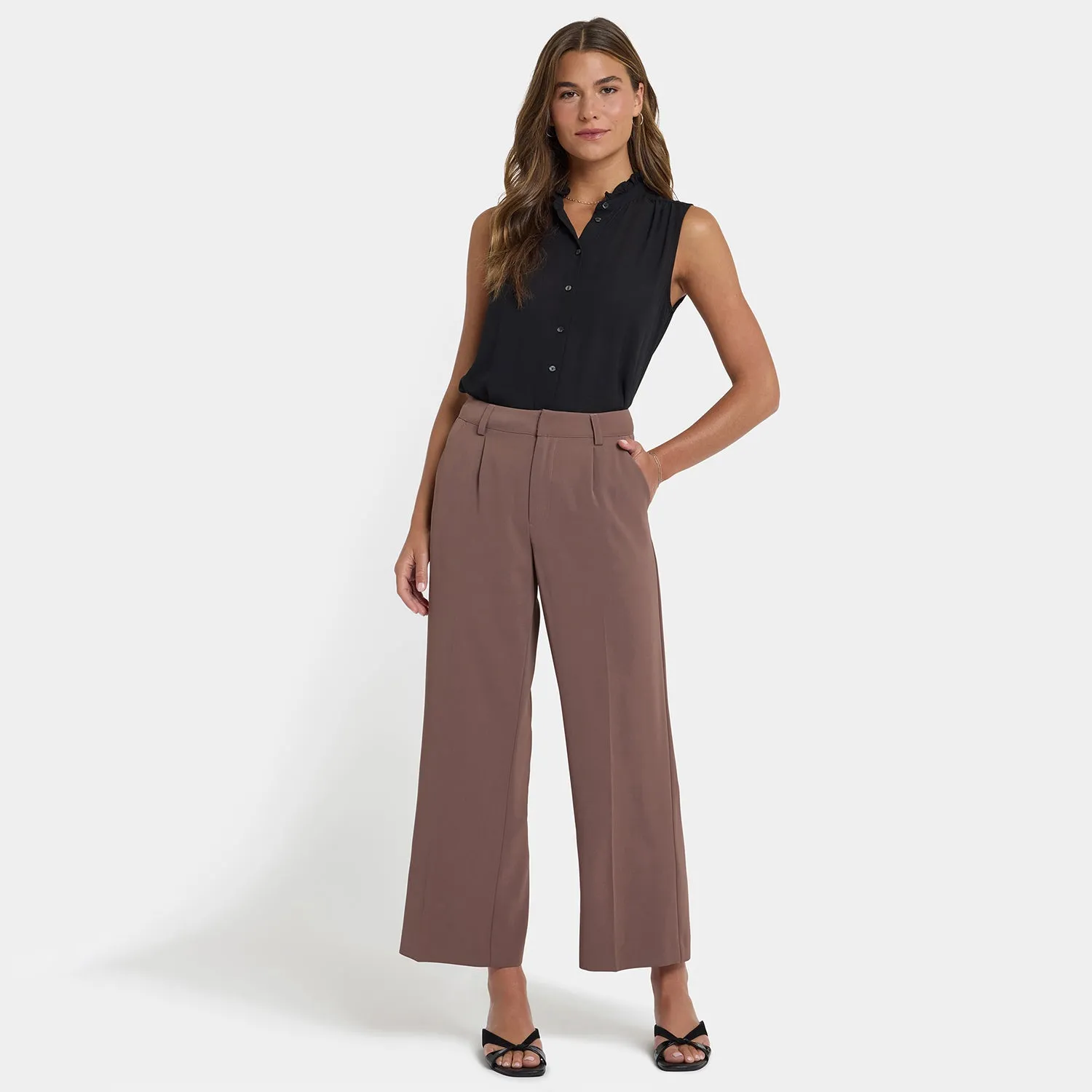 NYDJ Wide Leg Ankle Stoffhose Dunkeltaupe