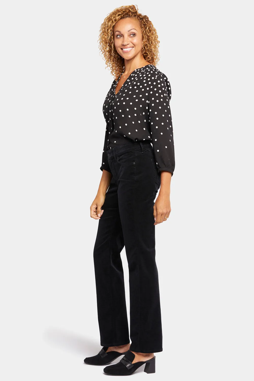 NYDJ Marilyn Straight Hose Petite Schwarz Cord stretch