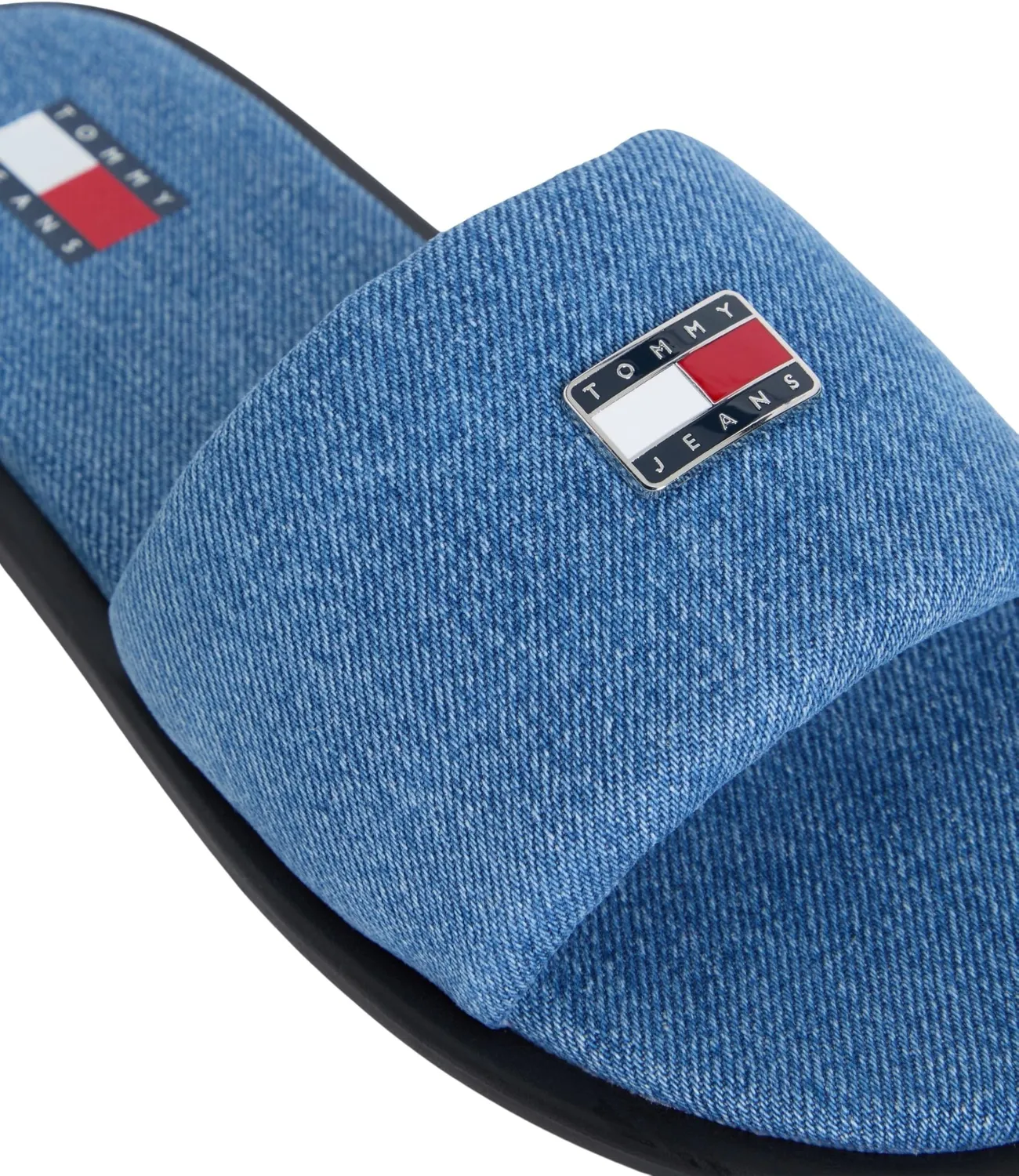 Tommy Jeans Padded Denim Slide Pantoletten 38 Blau