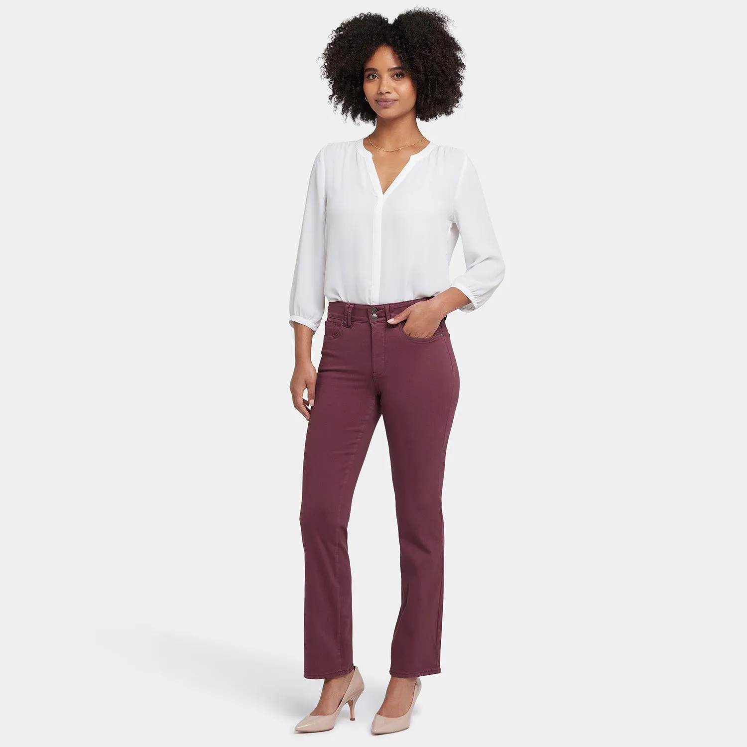 NYDJ Marilyn Straight Jeans Dark Cherry High Rise