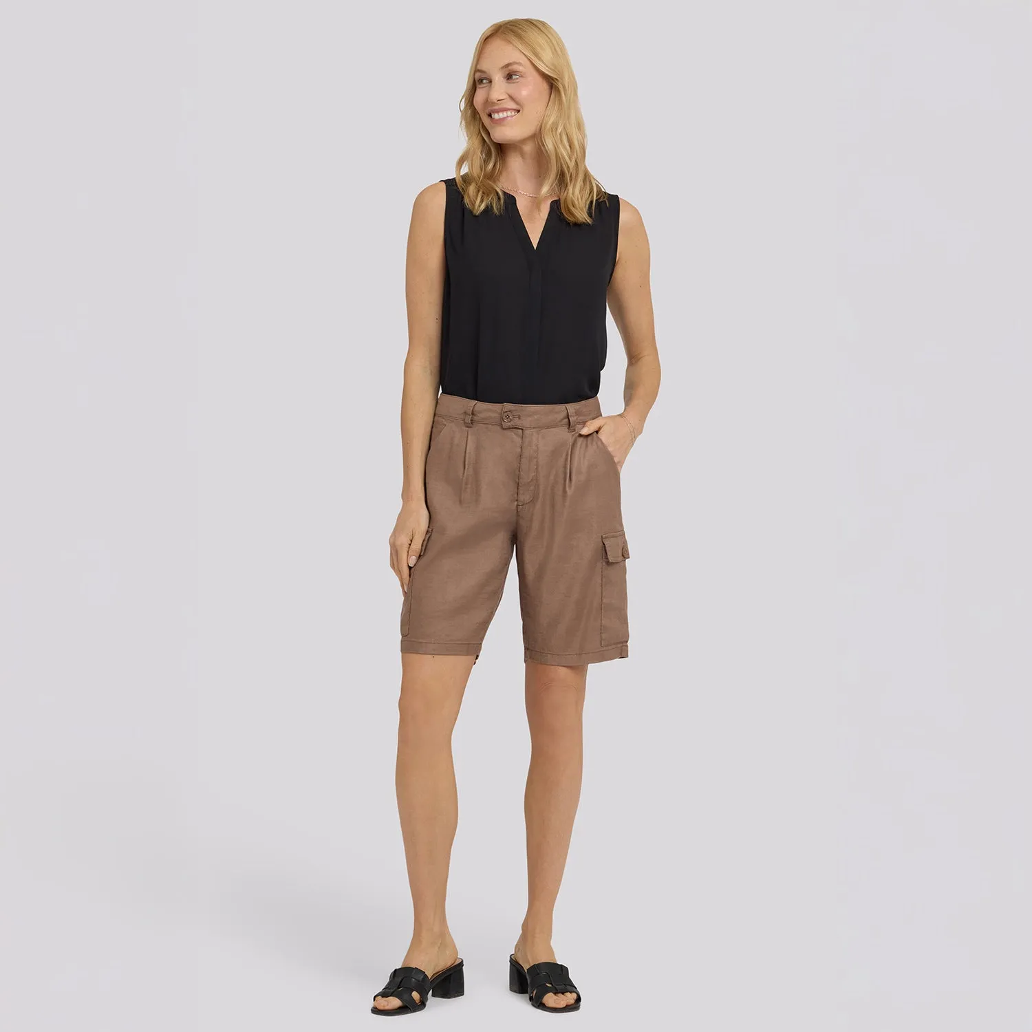 NYDJ Cargo Bermuda Shorts Toasted Coconut Leinen