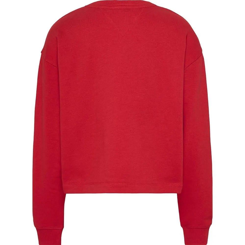 Tommy Jeans Damen Sweatshirt Cropped Rot M Logo