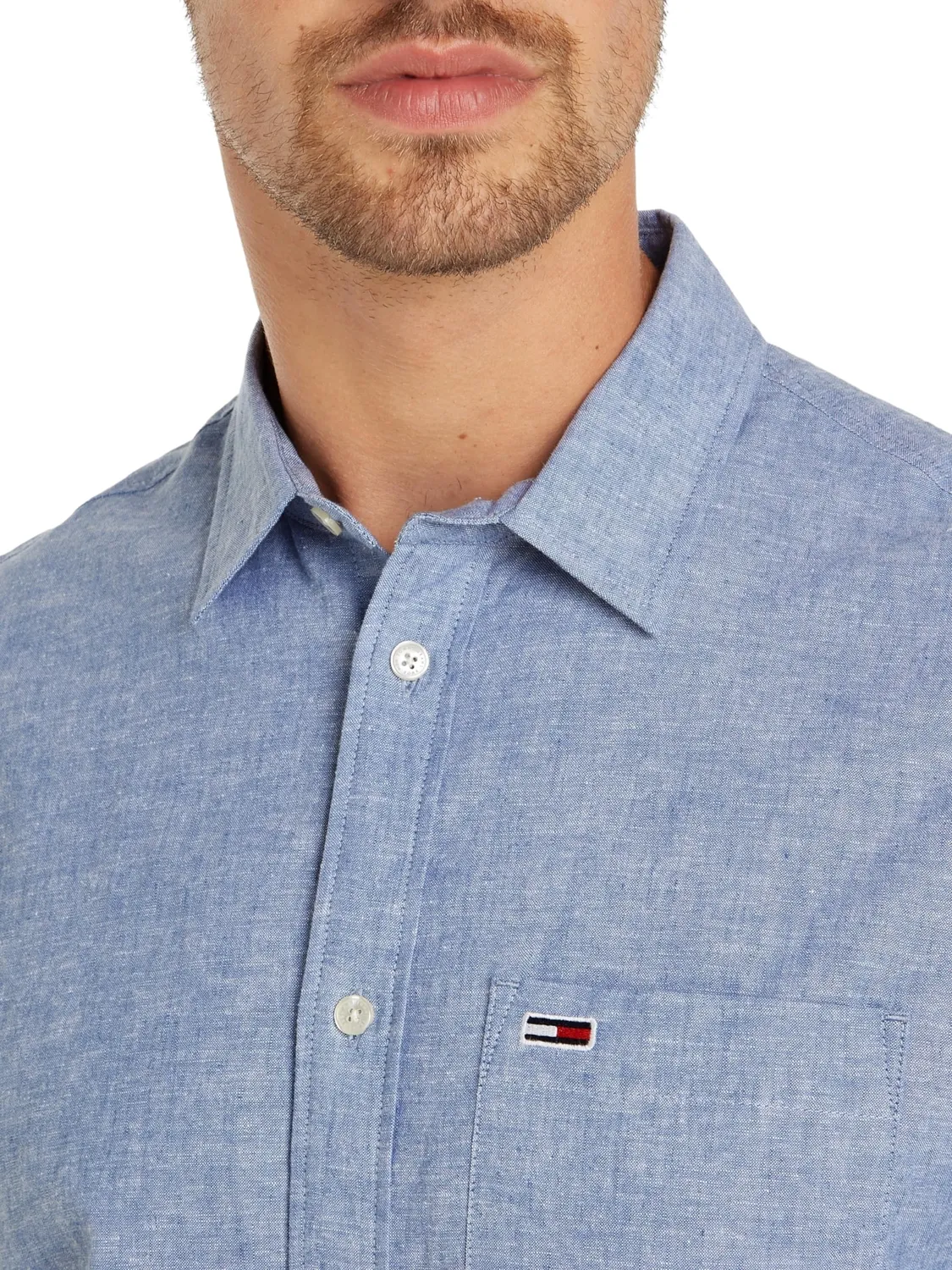 Tommy Jeans Linen Blend Herren Hemd Blau Charmed Gr. S Leinen