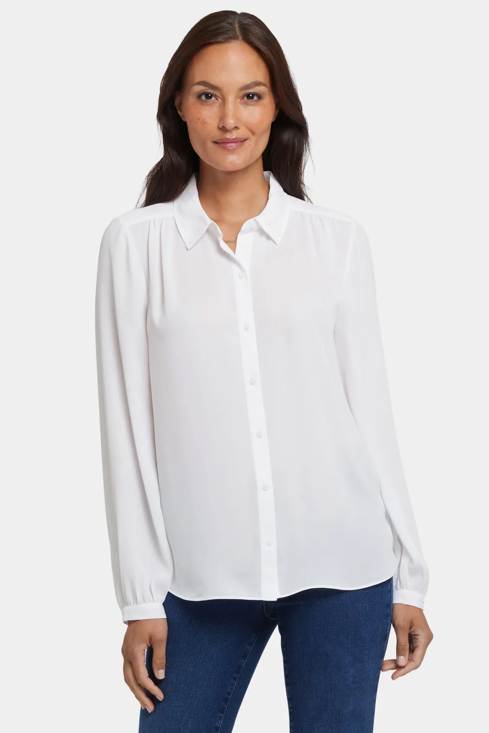 NYDJ Modern Bluse Optic White mit Kellerfalte