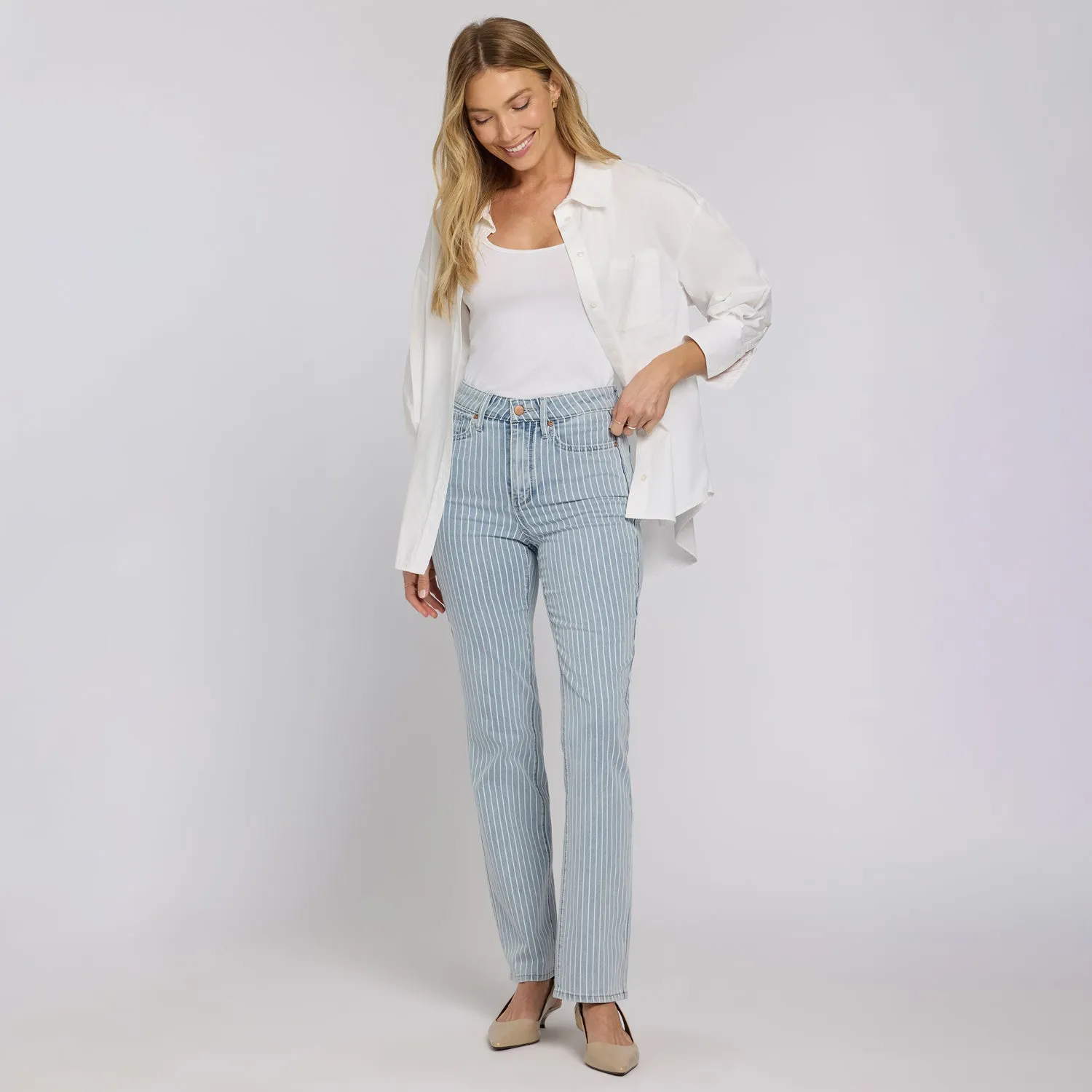 NYDJ Marilyn Straight Jeans Azure Stripe gestreift