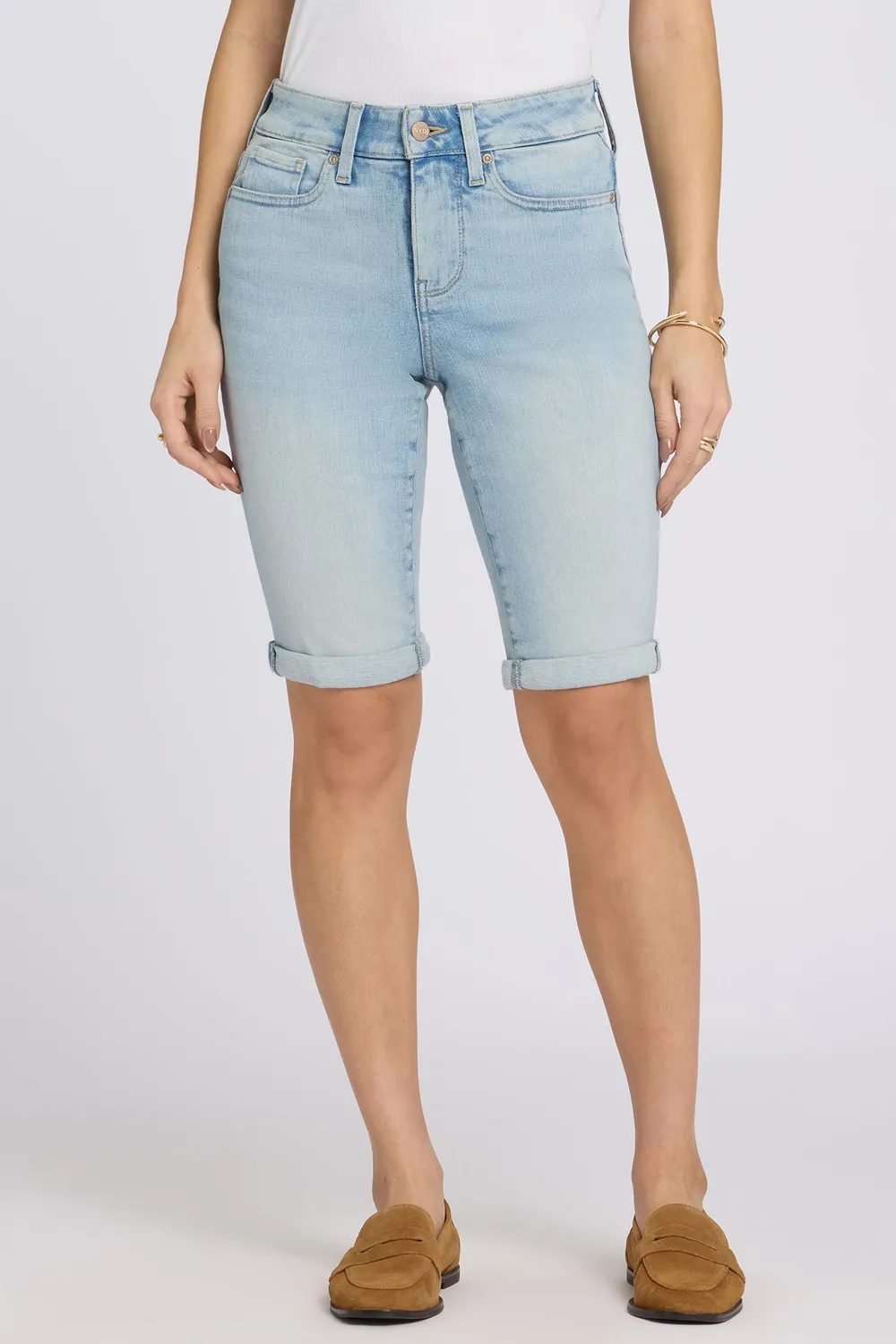 NYDJ Briella Petite Denim-Shorts Keys View hellblau