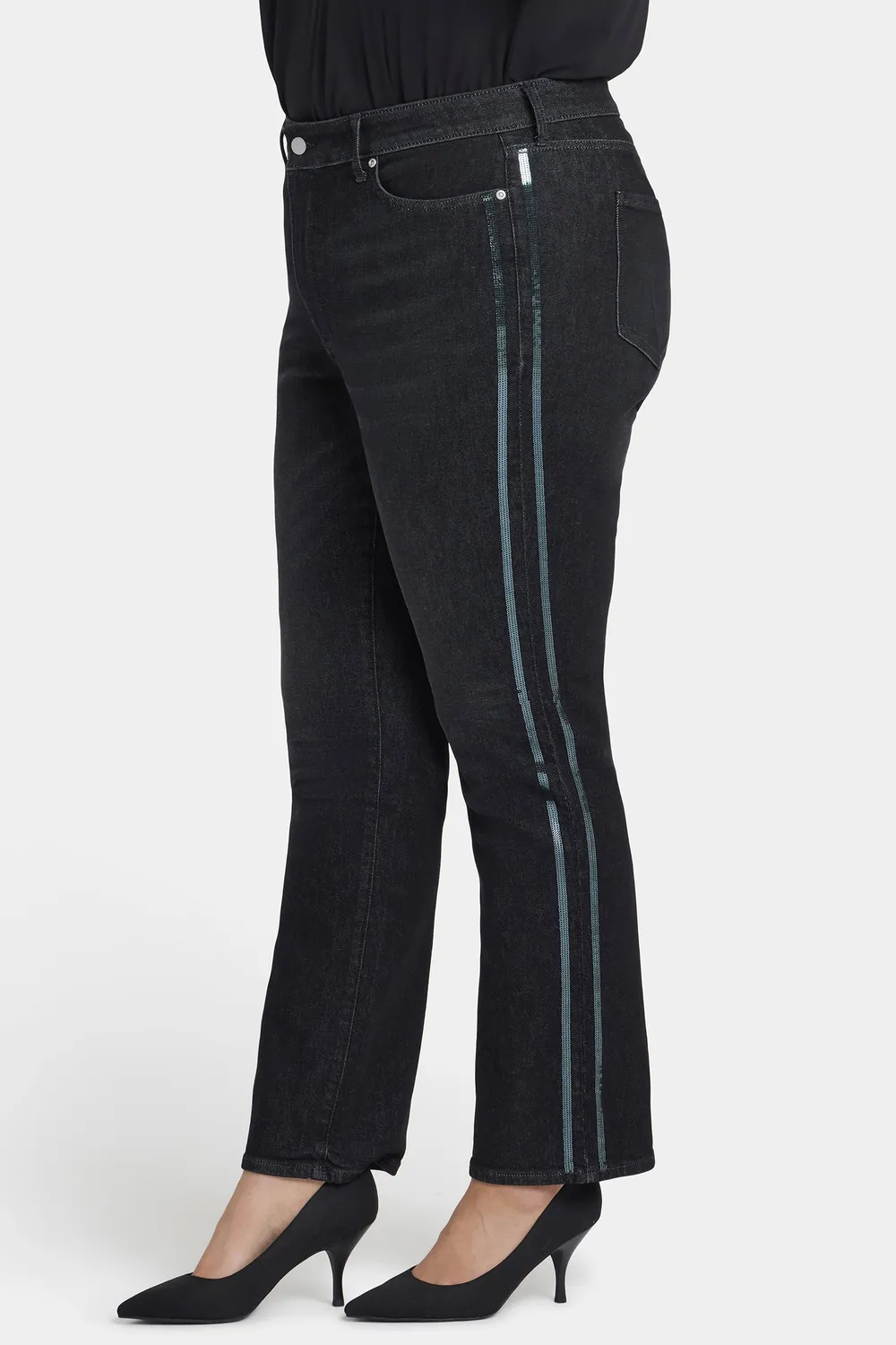 NYDJ Marilyn Straight Jeans Plus French Nightfall Pailletten