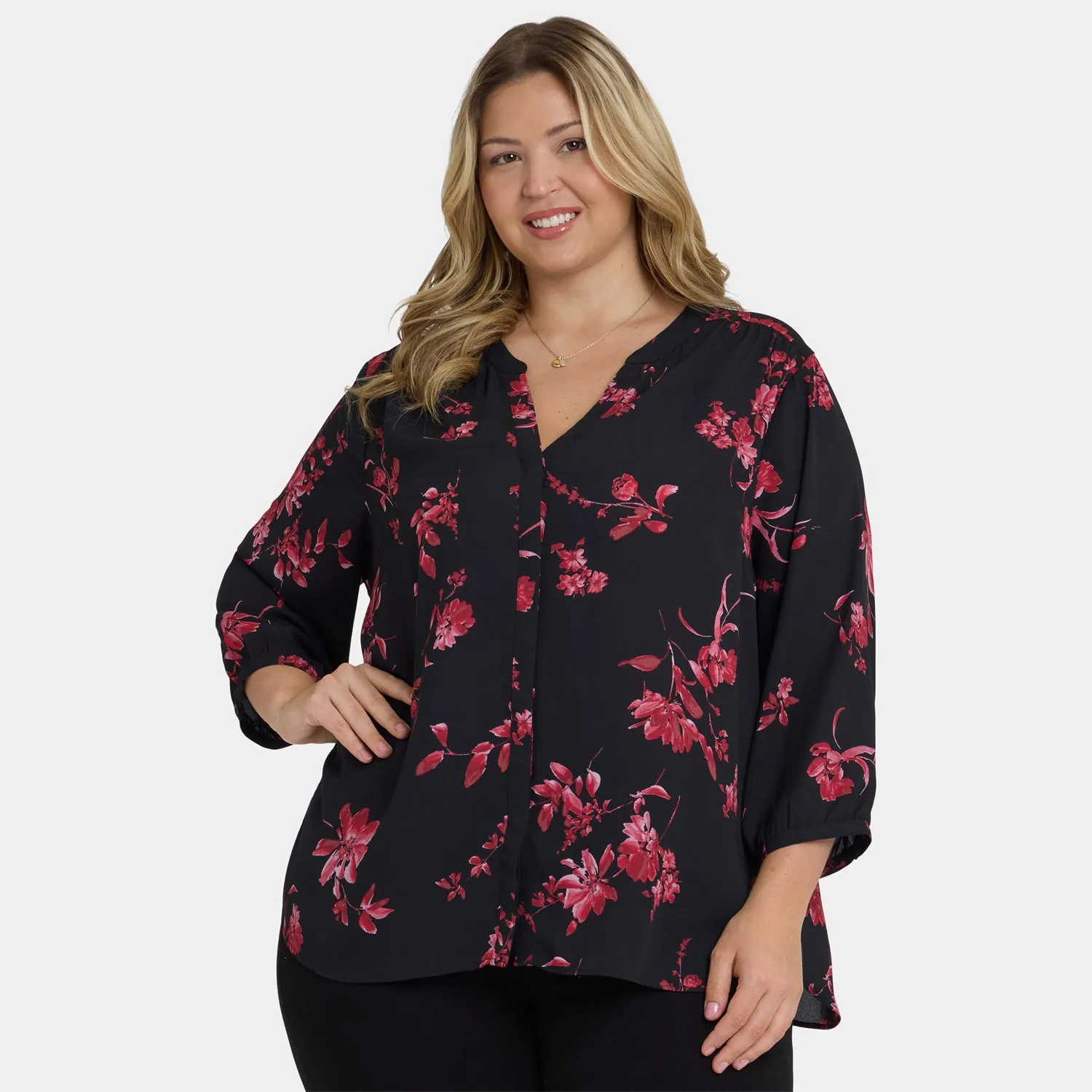 NYDJ Pintuck Bluse Plus Size Vivienne Floral