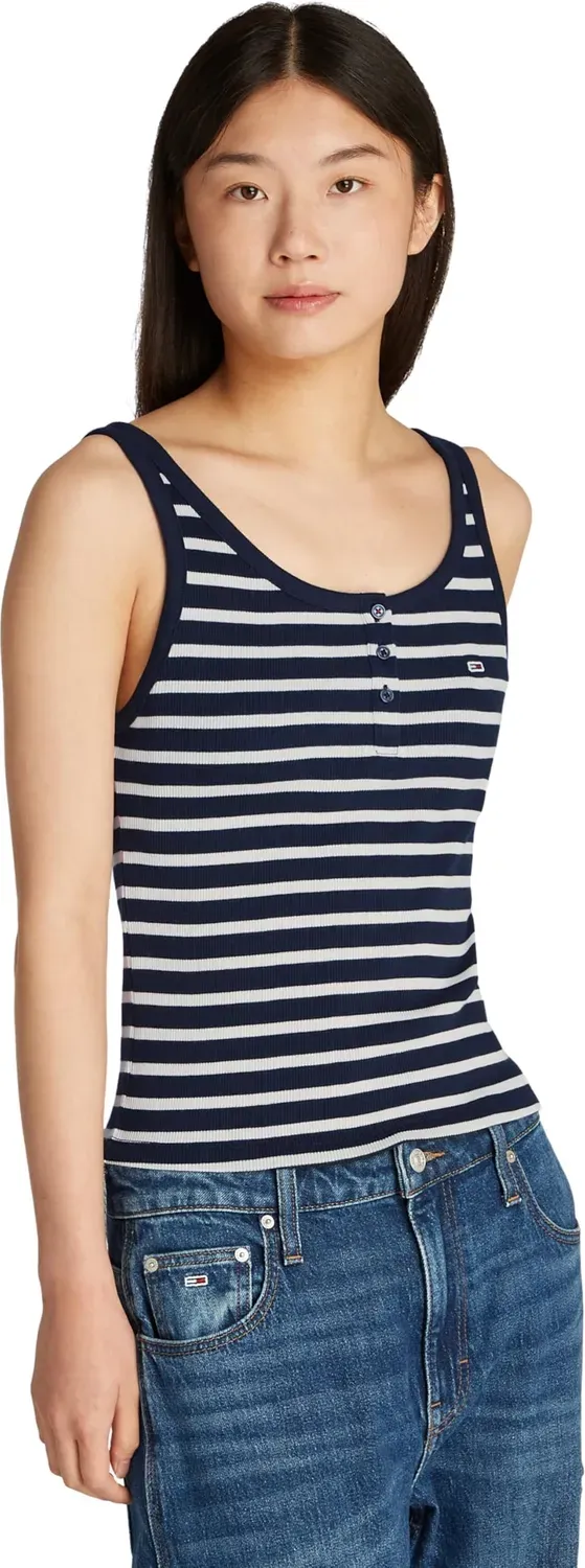 Tommy Jeans TJW Slim Button Tank Top DW0DW19492 Schwarz