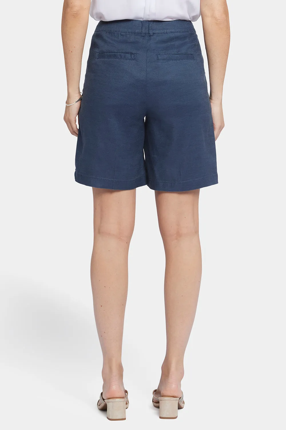 NYDJ Relaxed Shorts Oxford Navy Stretch-Leinen kurz