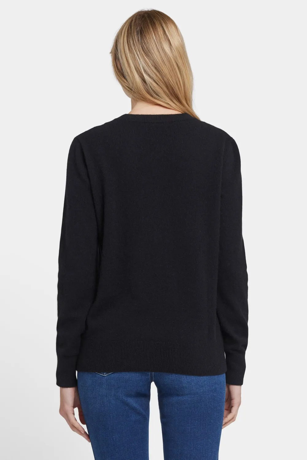 NYDJ Cashmere Crewneck Cardigan Schwarz Kaschmir