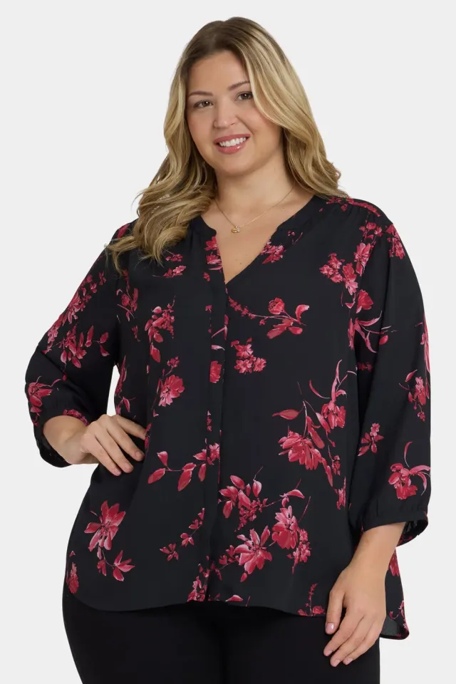 NYDJ Pintuck Bluse Plus Size Vivienne Floral