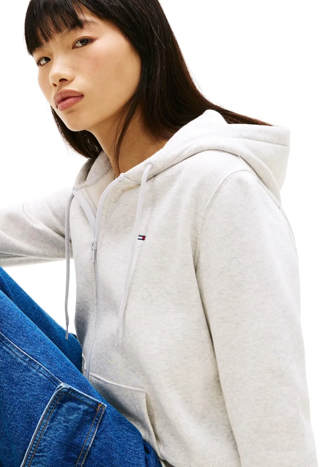 Tommy Jeans Zip Thru Hoodie Damen Kapuzenjacke Ecru