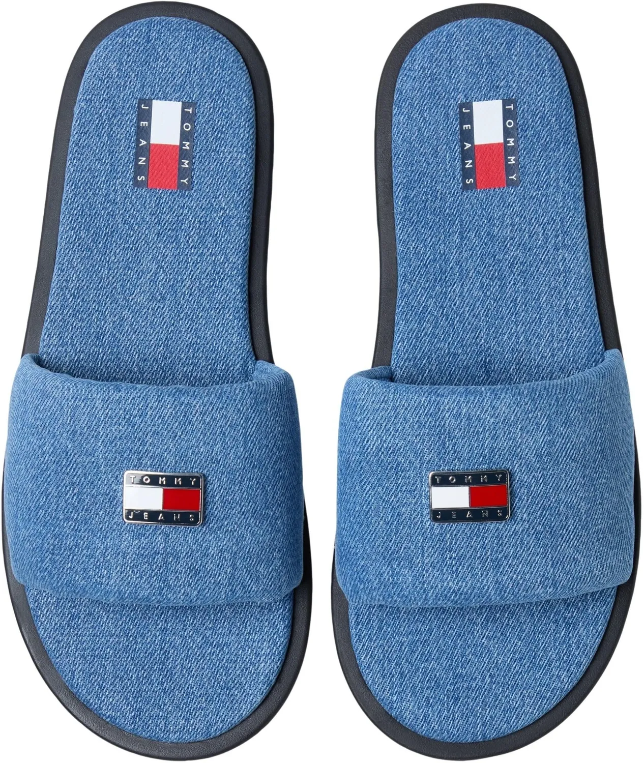 Tommy Jeans Padded Denim Slide Pantoletten 38 Blau