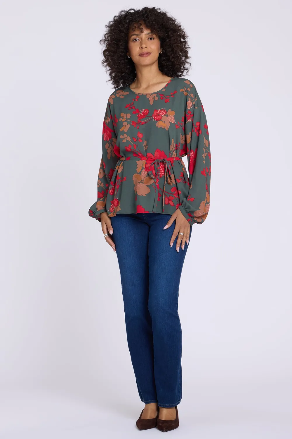 NYDJ Chelsea Floral Blooms Passion Bluse gemustert