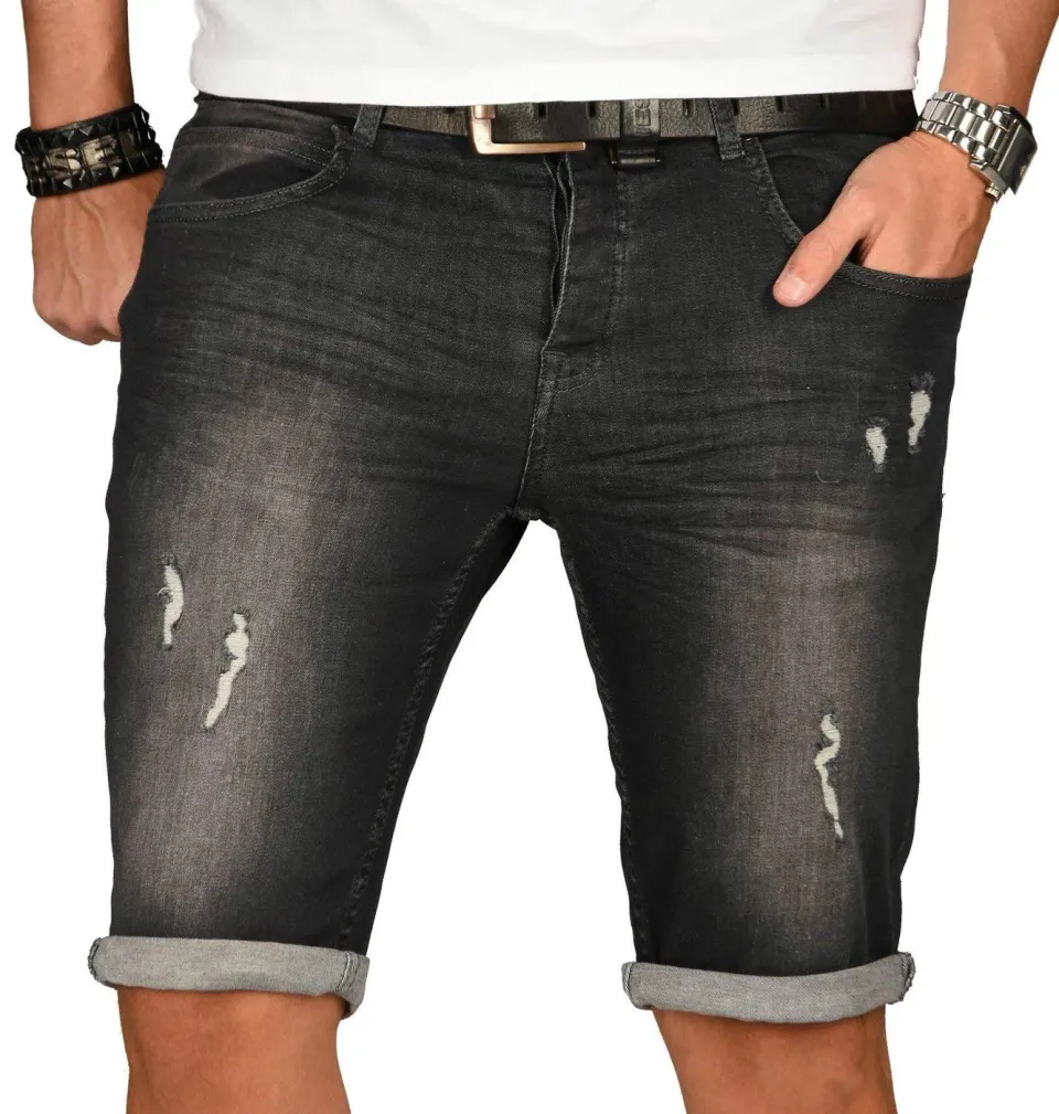 Alessandro Salvarini Herren Jeansshorts Slim Blau Washed 29W Sommer