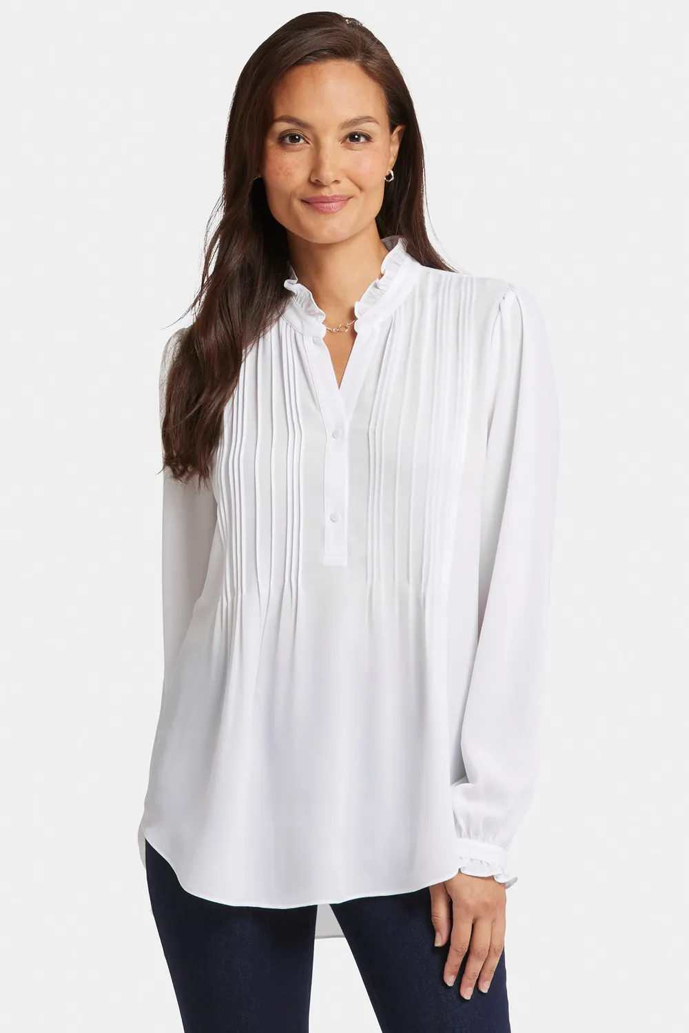NYDJ Pleated Front Tunika Optik Weiß