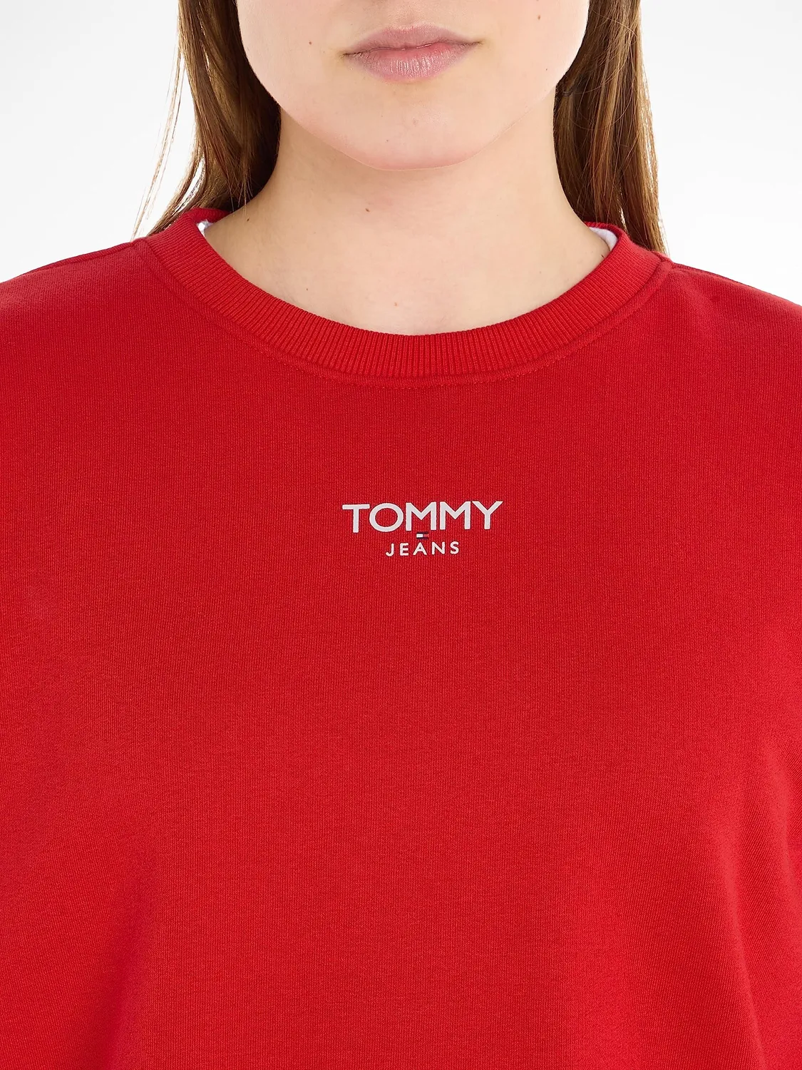 Tommy Jeans Damen Sweatshirt Cropped Rot M Logo