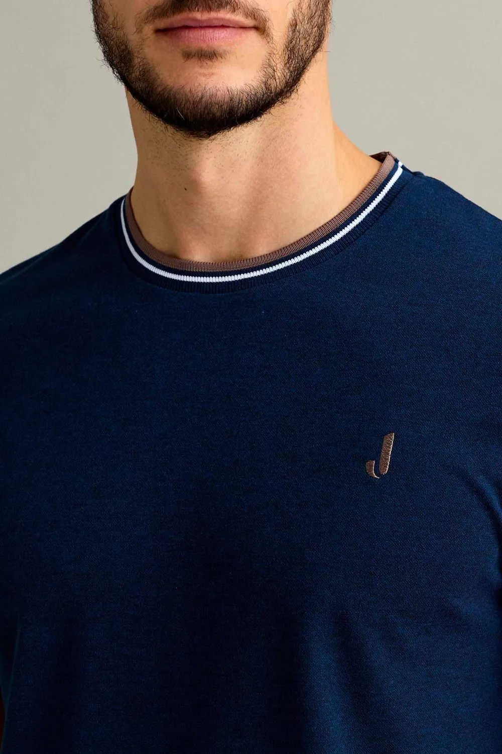 Jeckerson T-Shirt Piqué Blau-Melange Kurzarm
