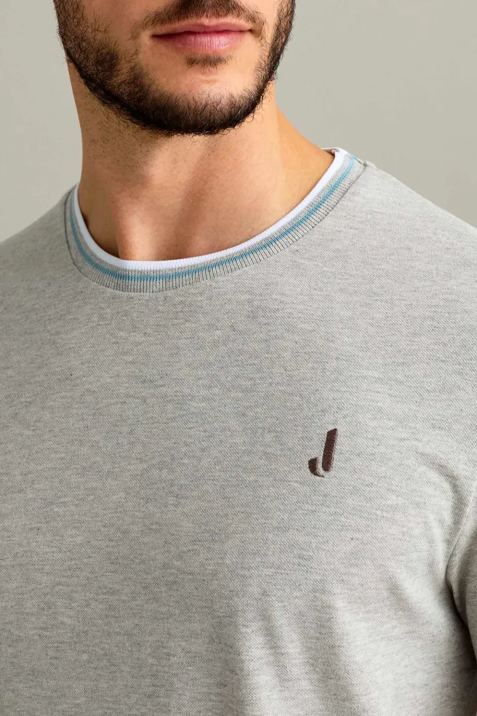 Jeckerson T-Shirt kurzarm grau meliert Piqué