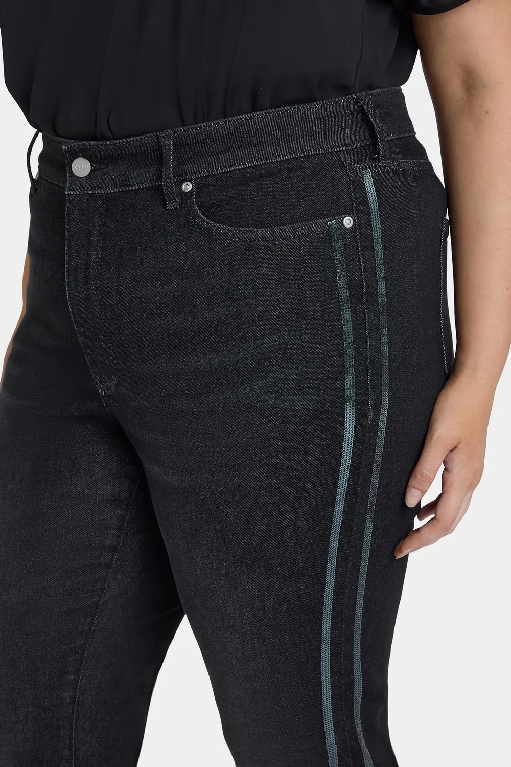 NYDJ Marilyn Straight Jeans Plus French Nightfall Pailletten
