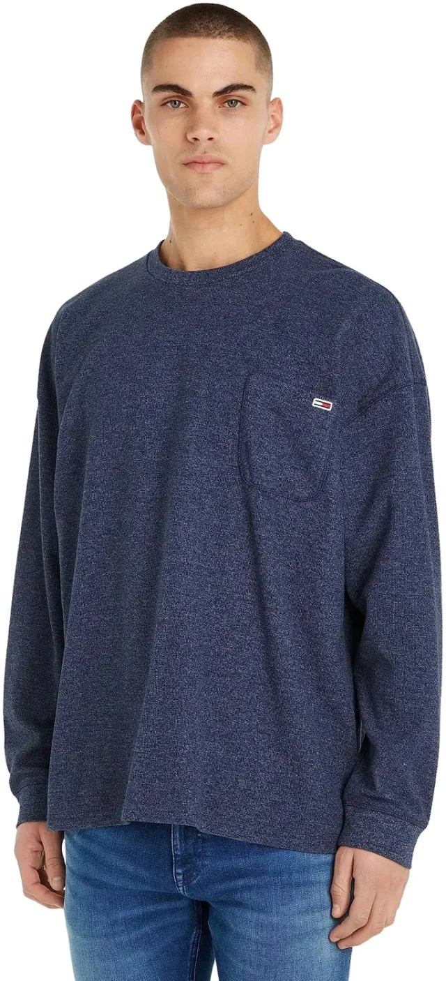 Tommy Jeans Waffle Herren Strickpullover Langarm Gr. S