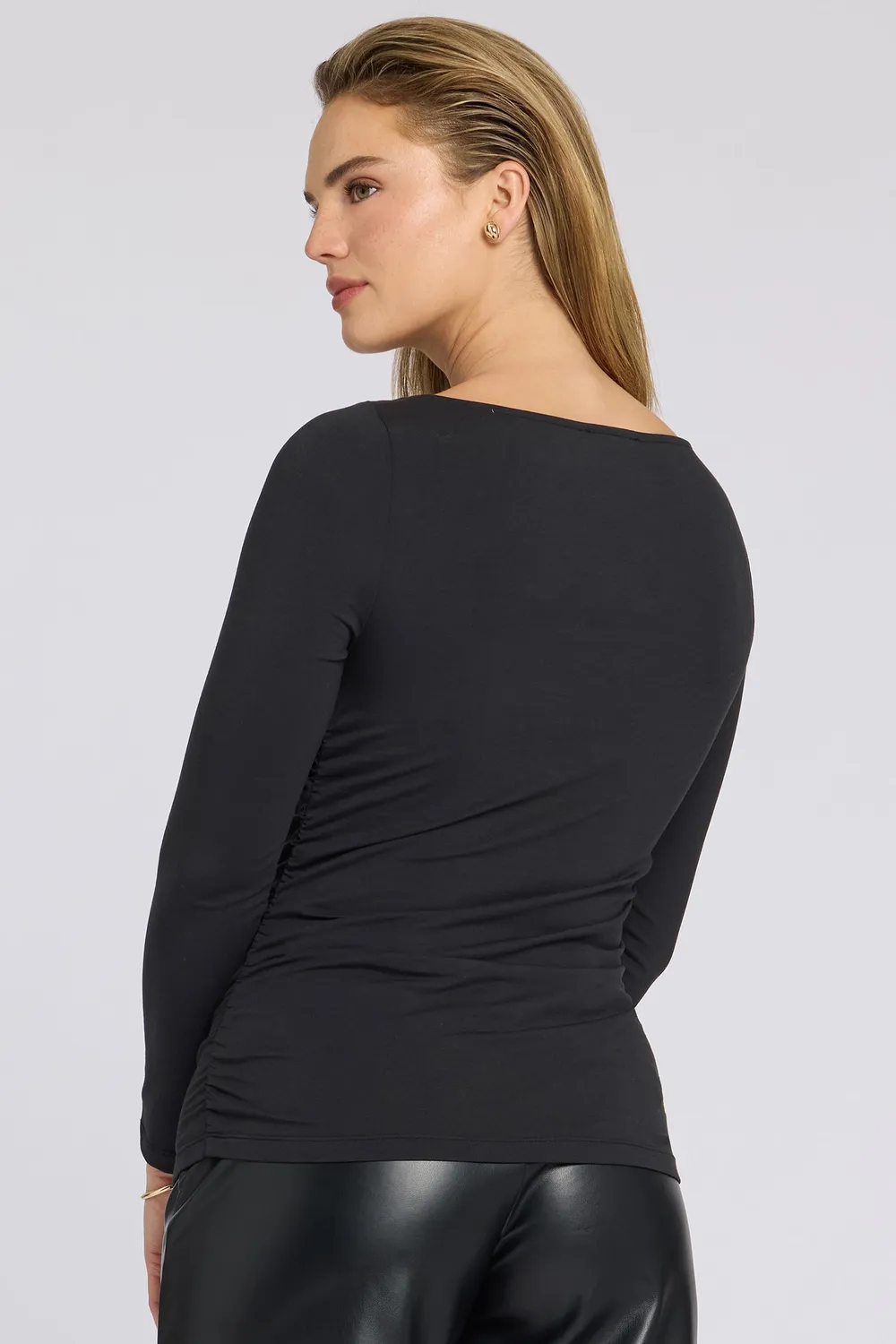 NYDJ Boatneck Knit Top Schwarz Modal