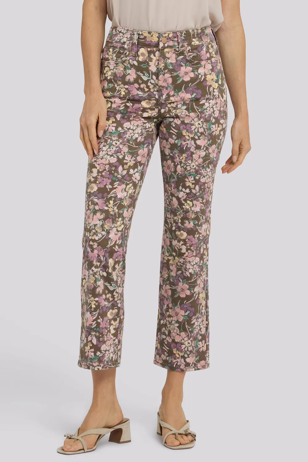 NYDJ Marilyn Straight Ankle Jeans Earth Blooms High-Rise