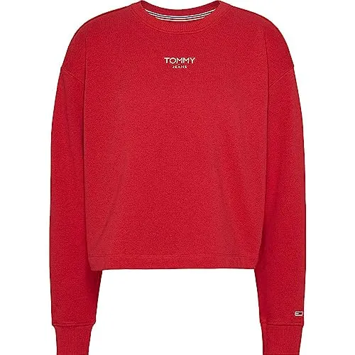Tommy Jeans Damen Sweatshirt Cropped Rot M Logo