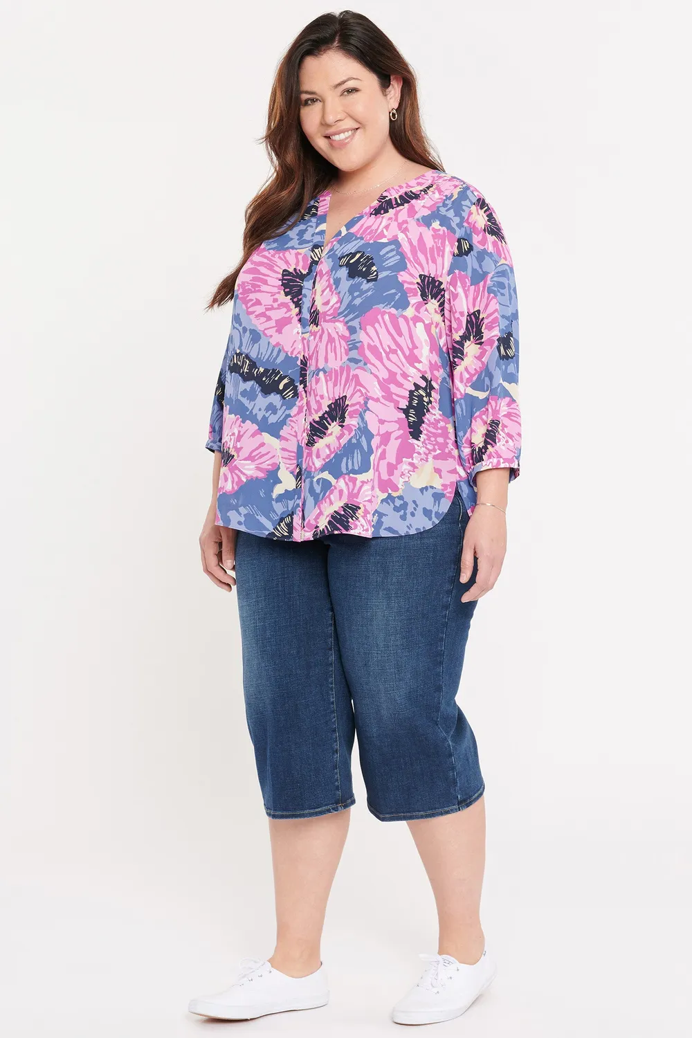 NYDJ Pintuck Bluse Plus Size Cadiz Rosa