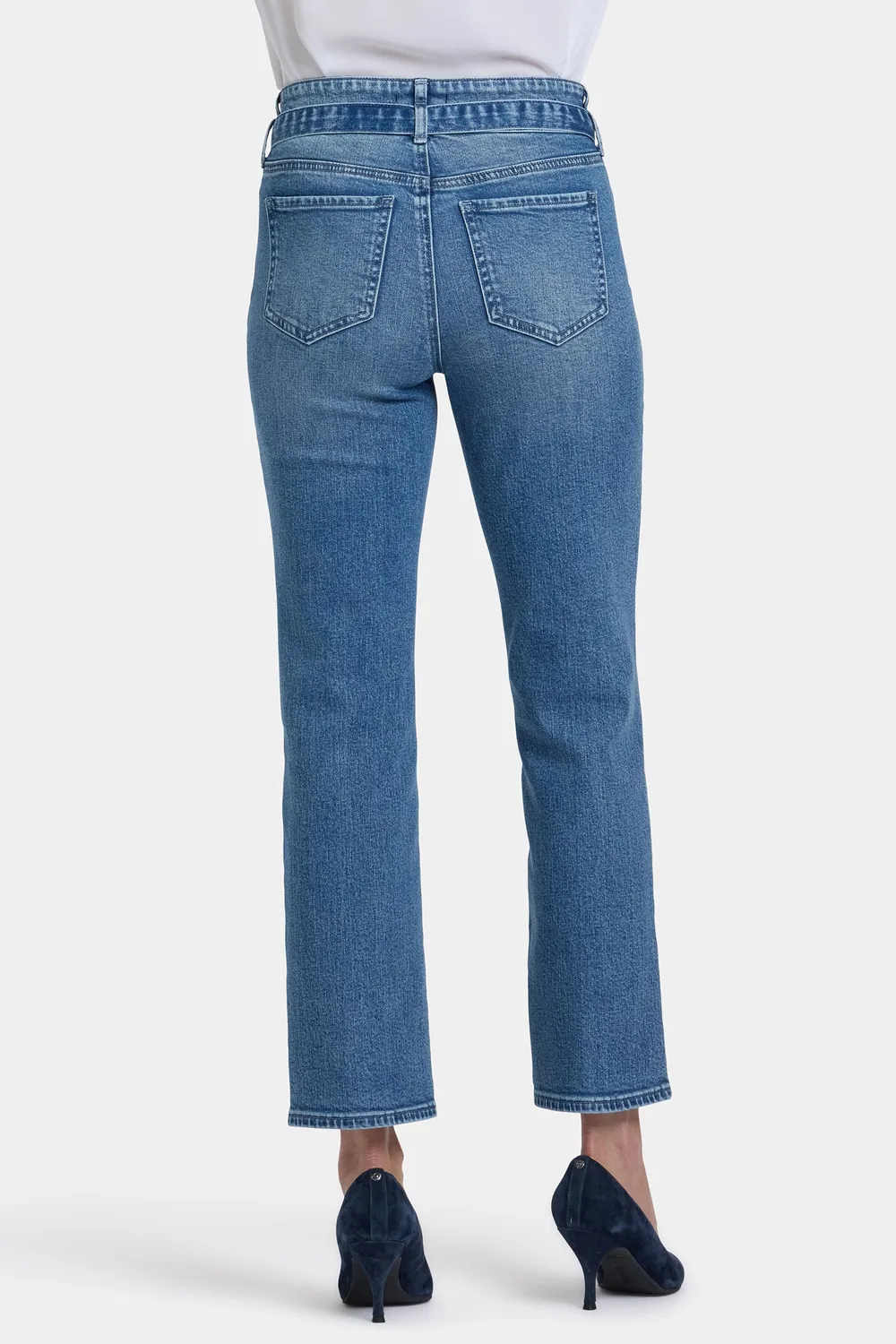 NYDJ Marilyn Straight Ankle Jeans Washed Crystal High Rise