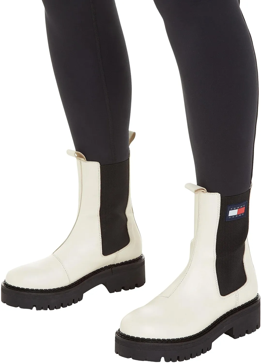 Tommy Jeans TJW Urban Chelsea EN0EN02298 Stiefel Damen Weiß mittelhoch
