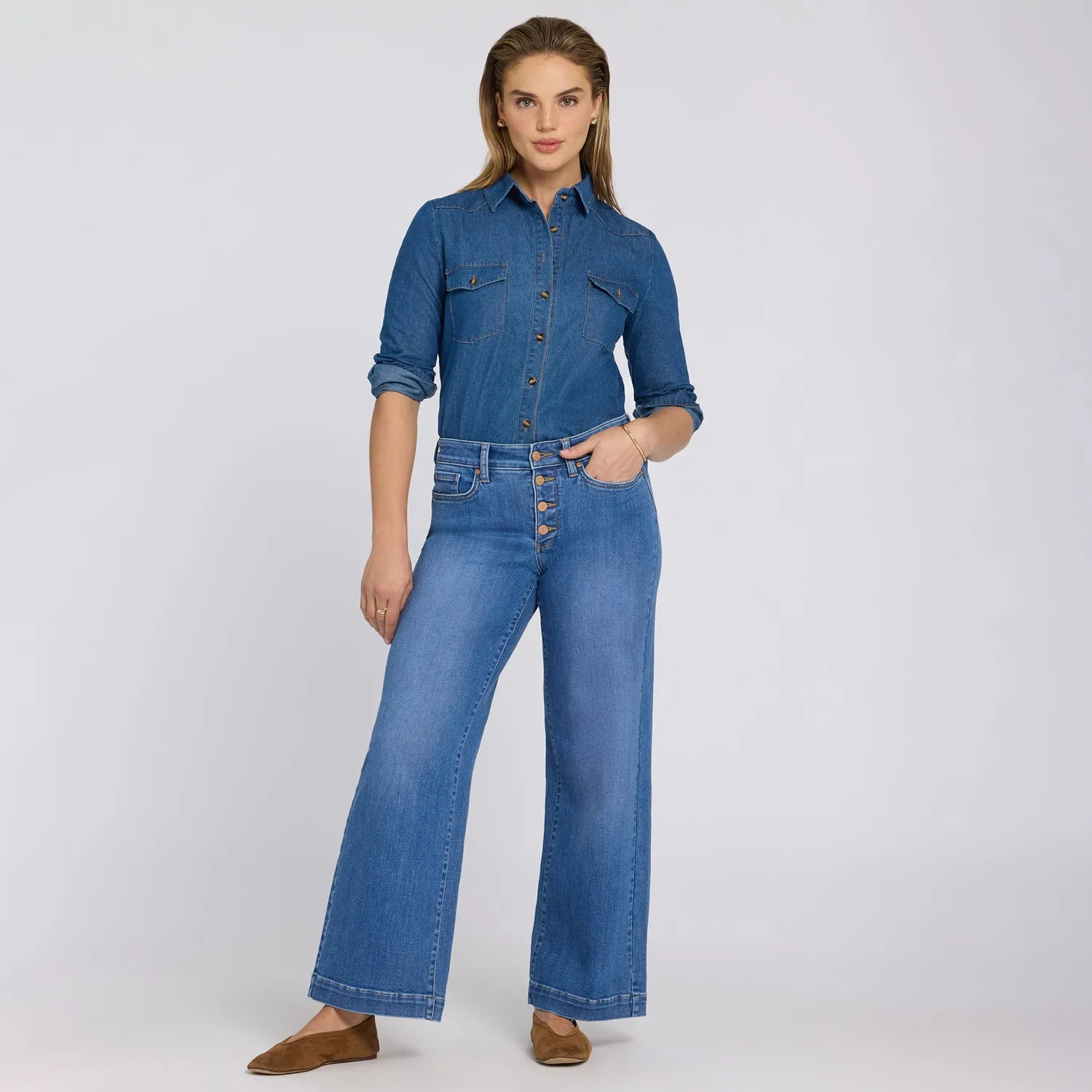 NYDJ Teresa Wide Leg Jeans Blue Paradise Mid-Rise