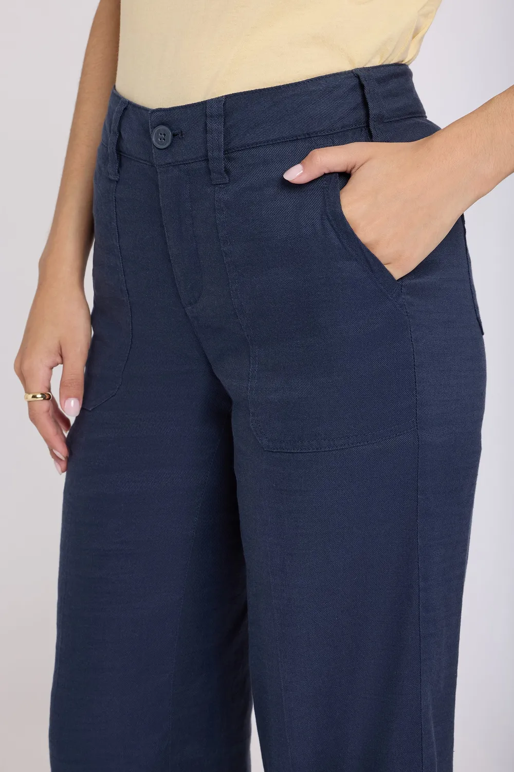 NYDJ Wide Leg Cargo Capri Hose Oxford Navy Leinen