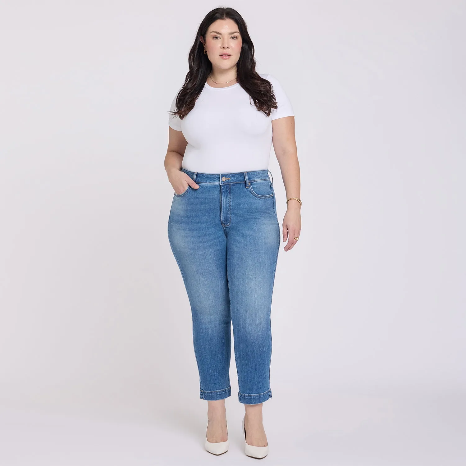 NYDJ Sheri Slim Straight Plus Jeans Pacifica schmal