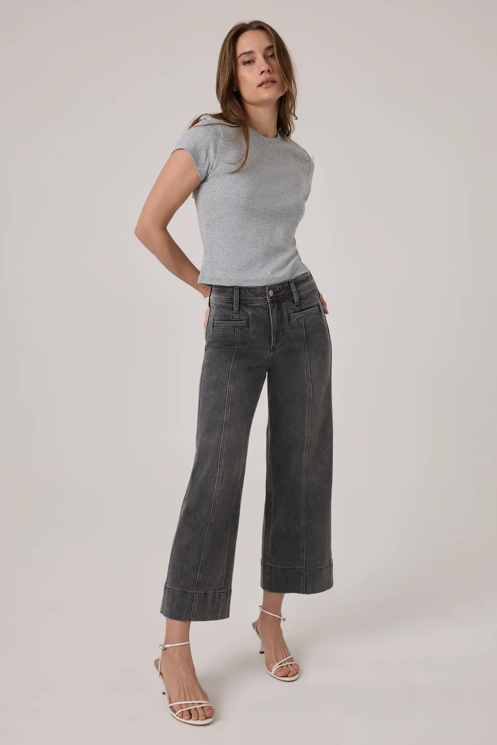 NYDJ Teresa Wide Leg Ankle Jeans Dusty Ash Grau