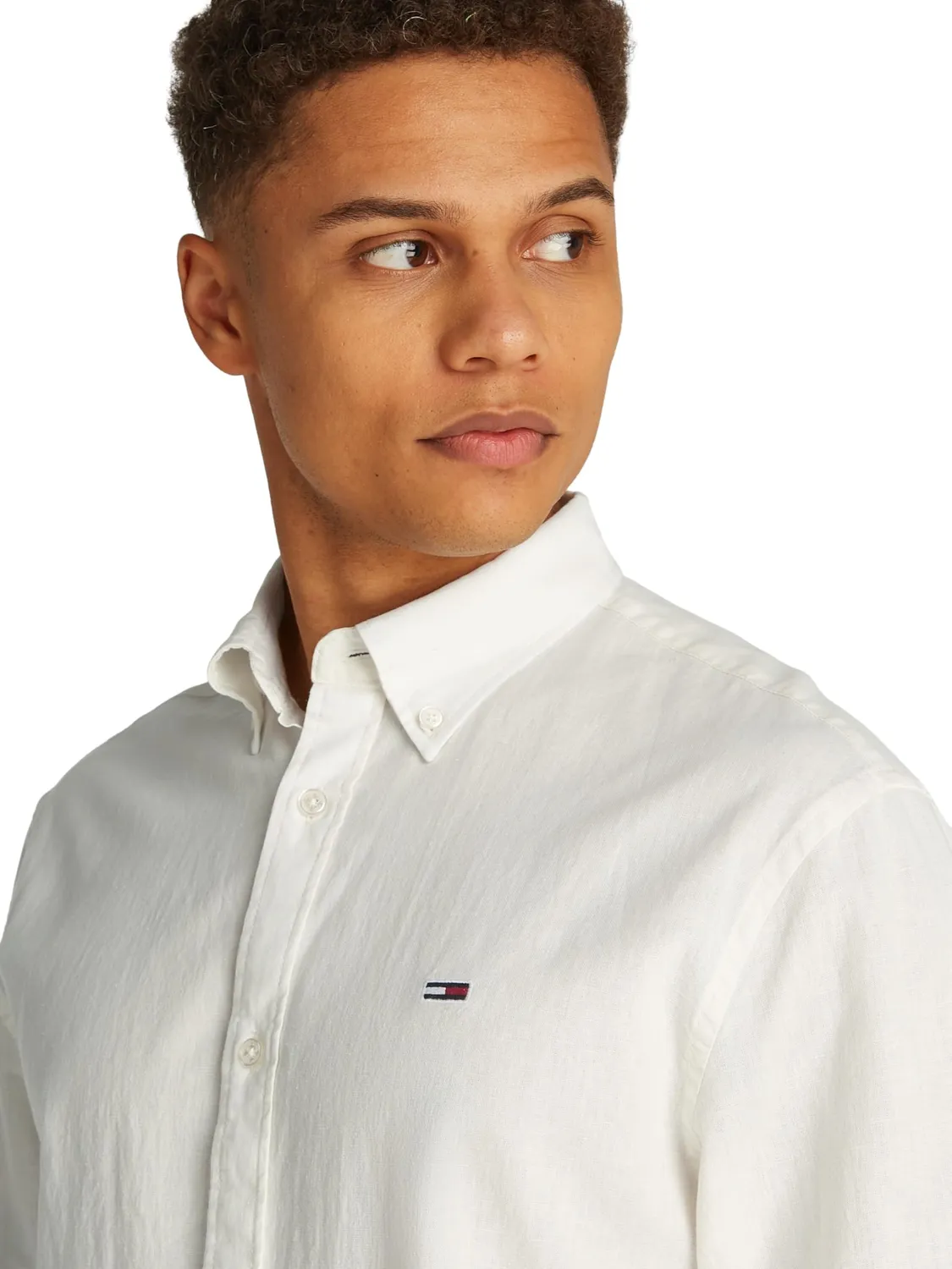 Tommy Jeans Linen Blend Herrenhemd Beige Leinen