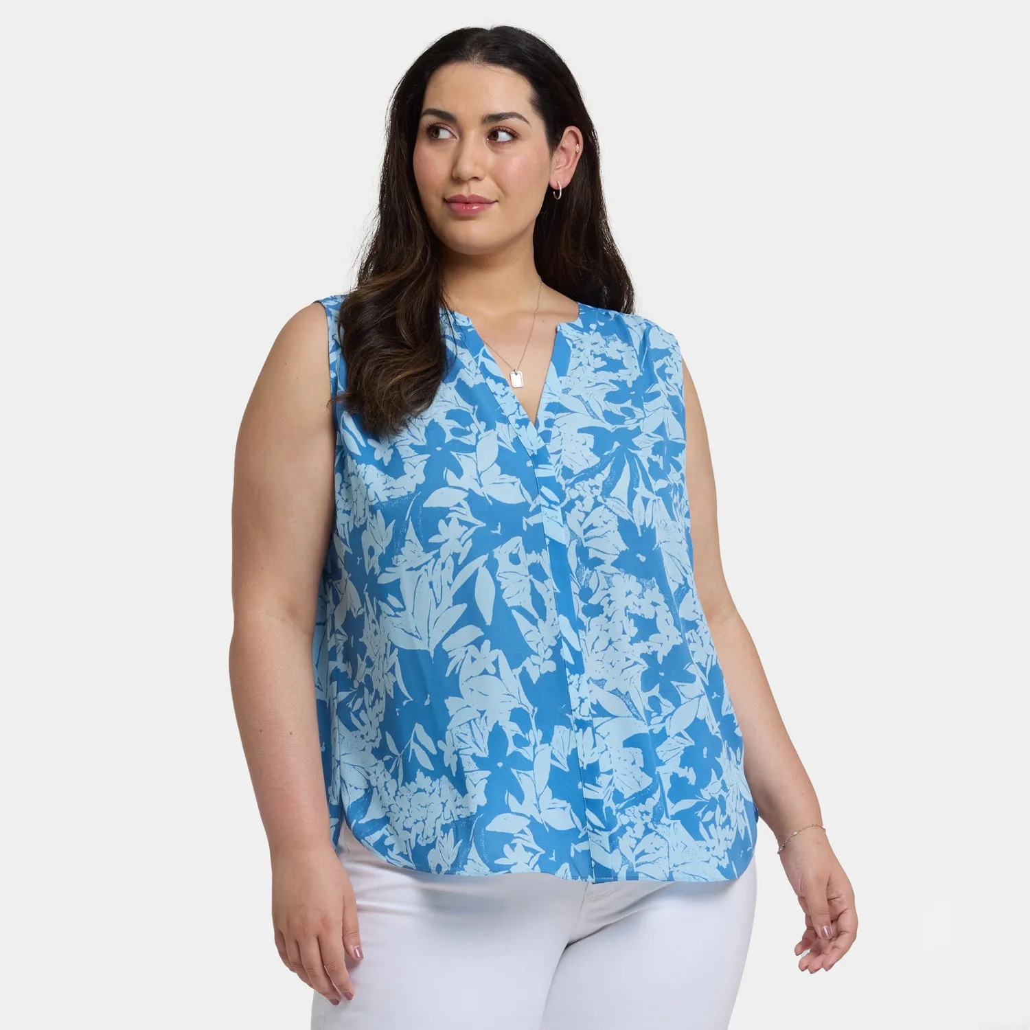 NYDJ Pintuck ärmellose Plus Bluse Bellavista floral