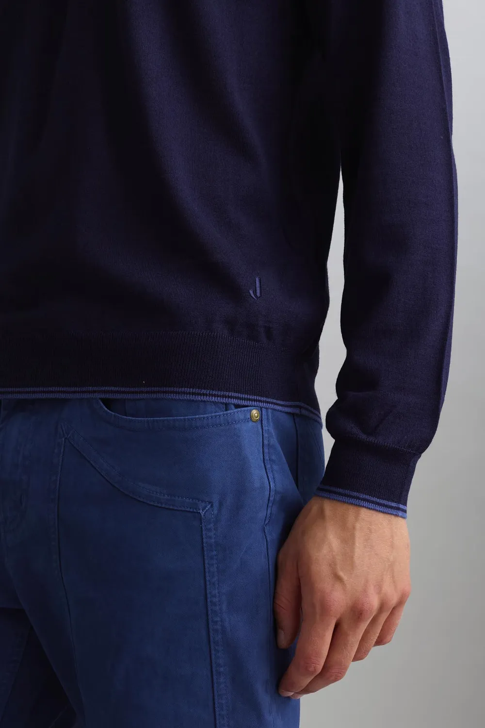 Jeckerson Girocollo Pullover Herren dunkelblau Wolle