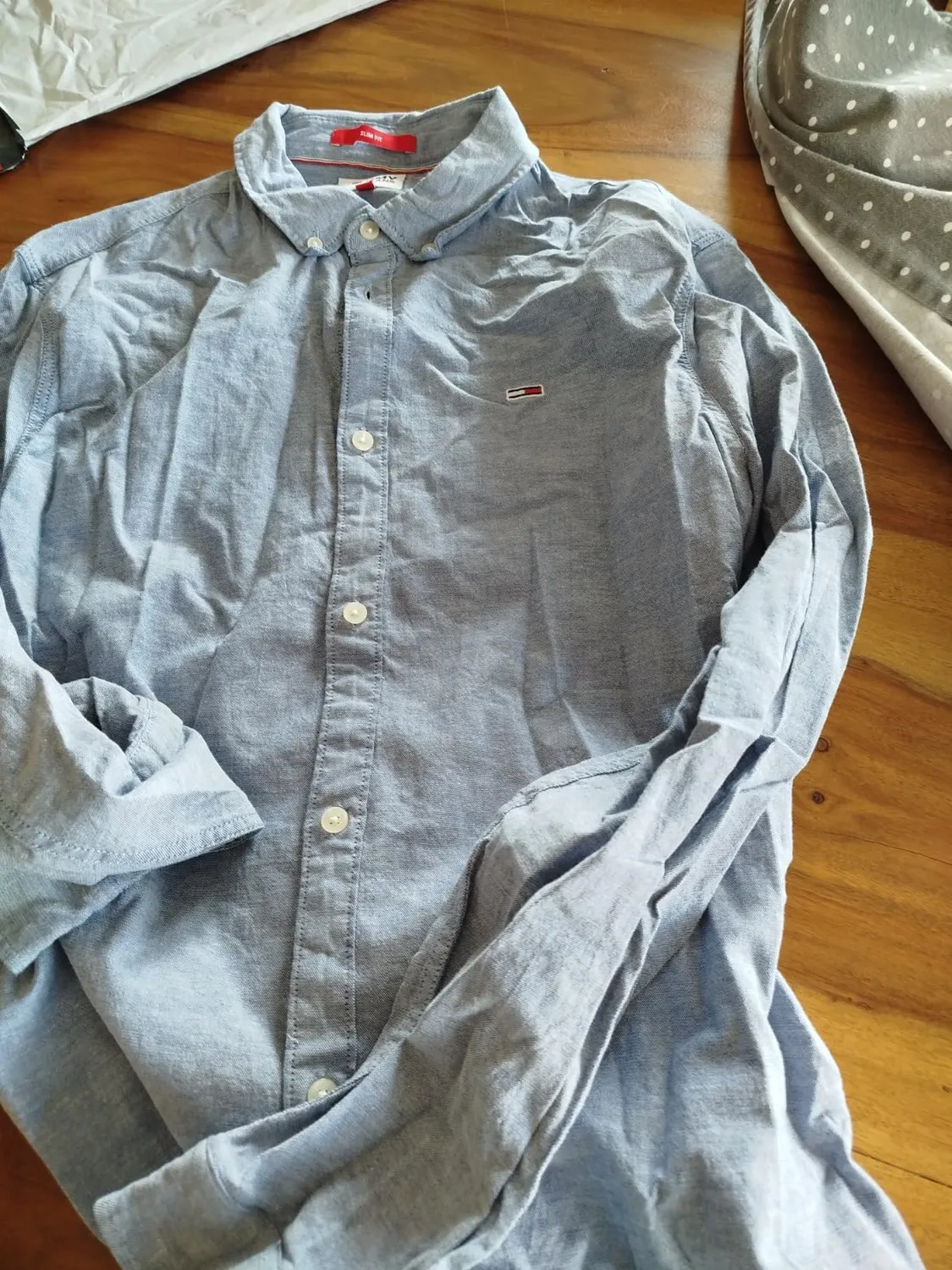 Tommy Jeans TJM Slim Hemd Herren Langarm Weiß L