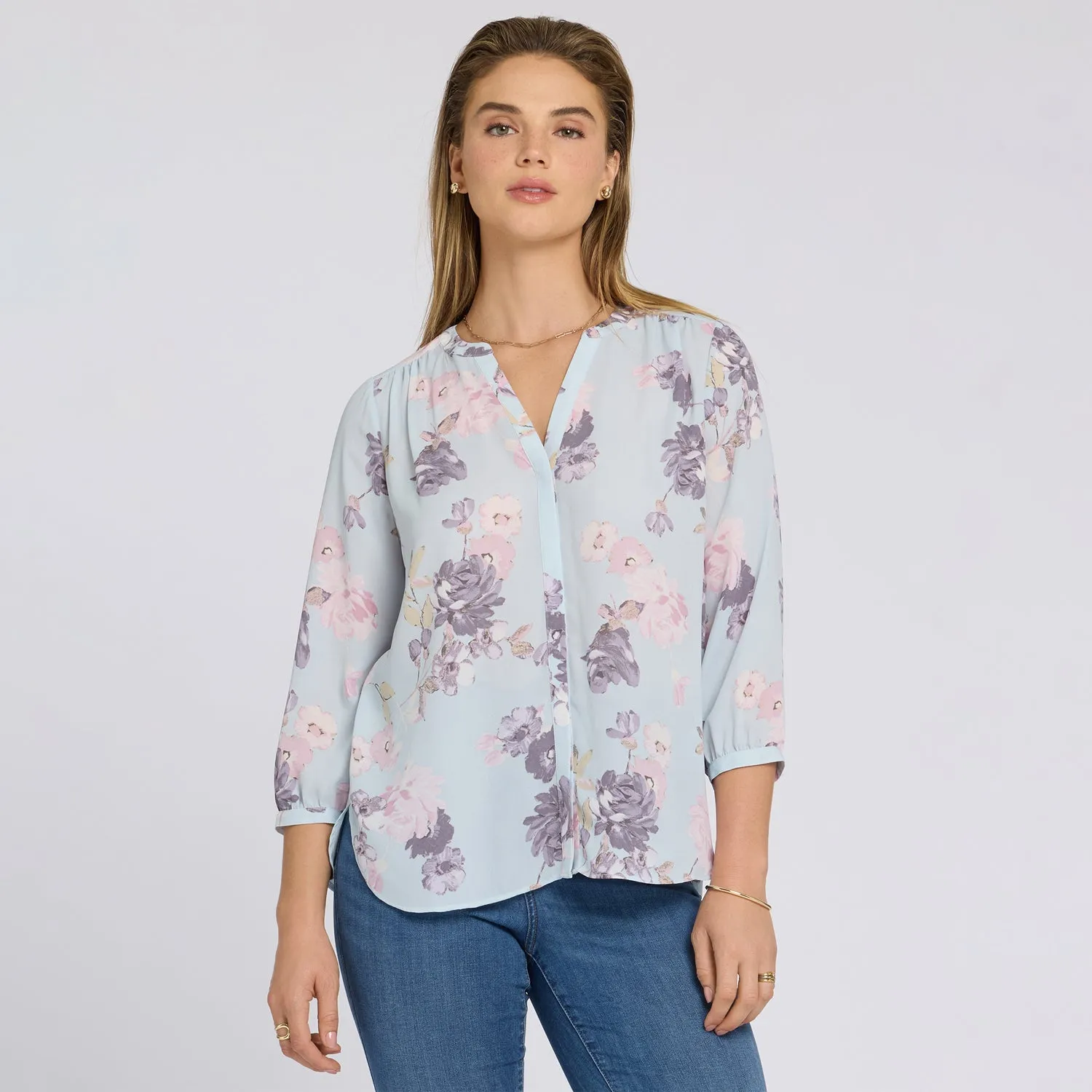 NYDJ Pintuck Blouse Bluse Graceful Blossom geblümt