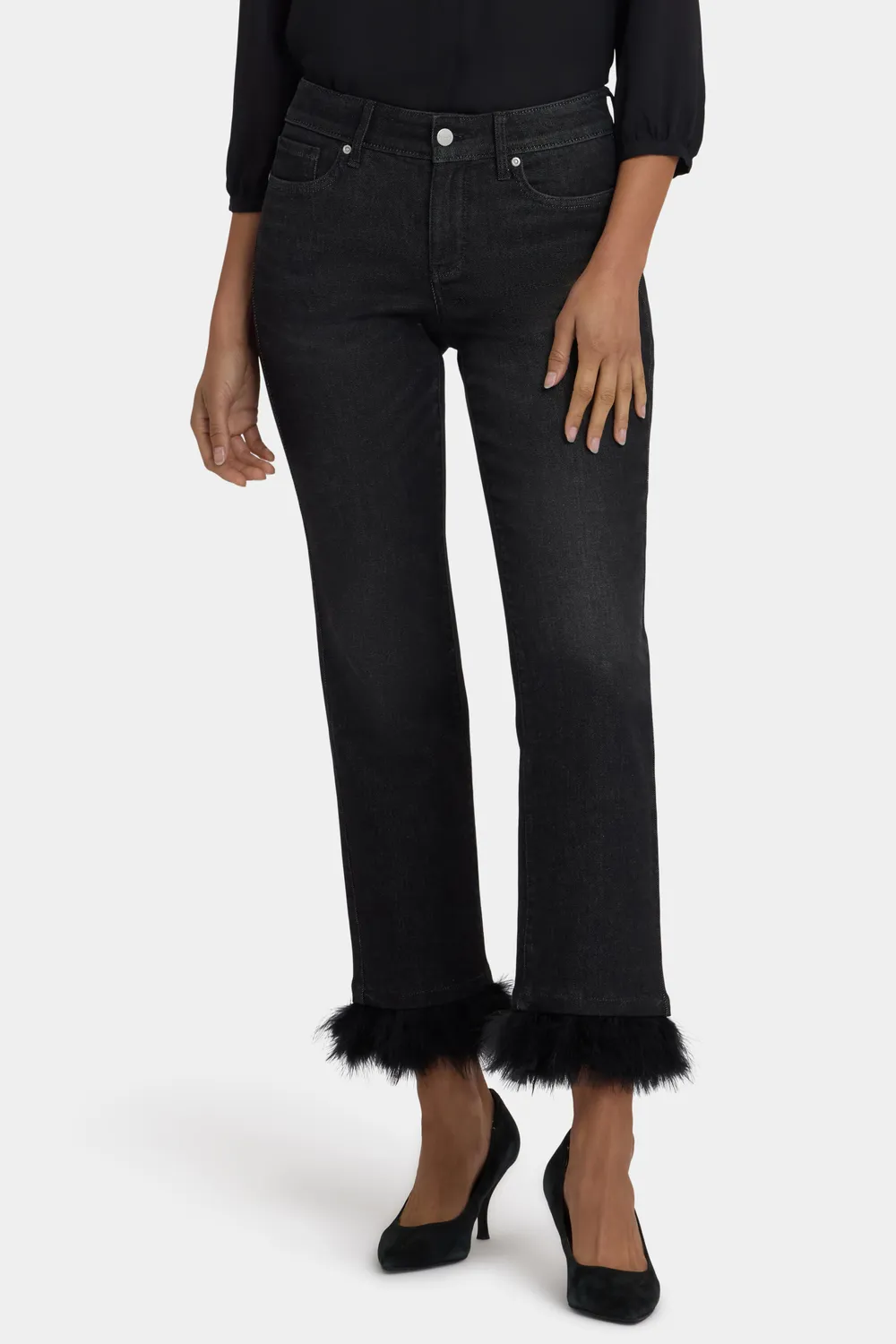 NYDJ Marilyn Straight Ankle Jeans French Nightfall schwarz