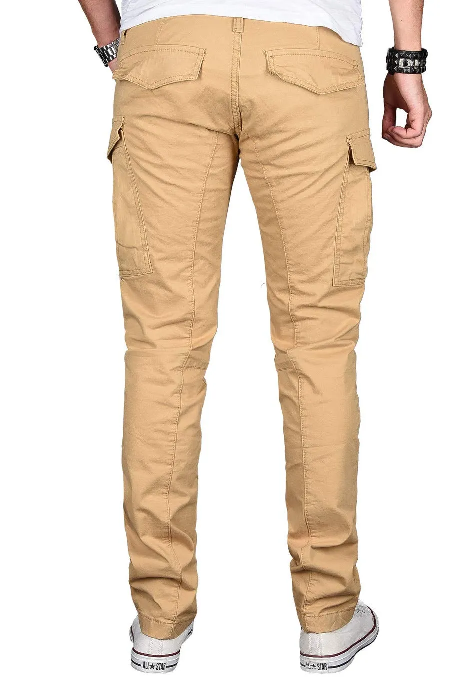 Alessandro Salvarini AS-032 Herren Cargohose Beige Stretch